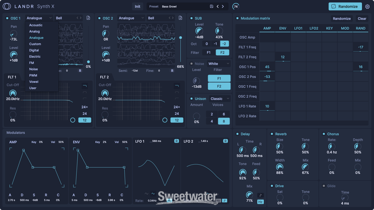 LANDR Synth X Virtual Synthesizer Plug-in
