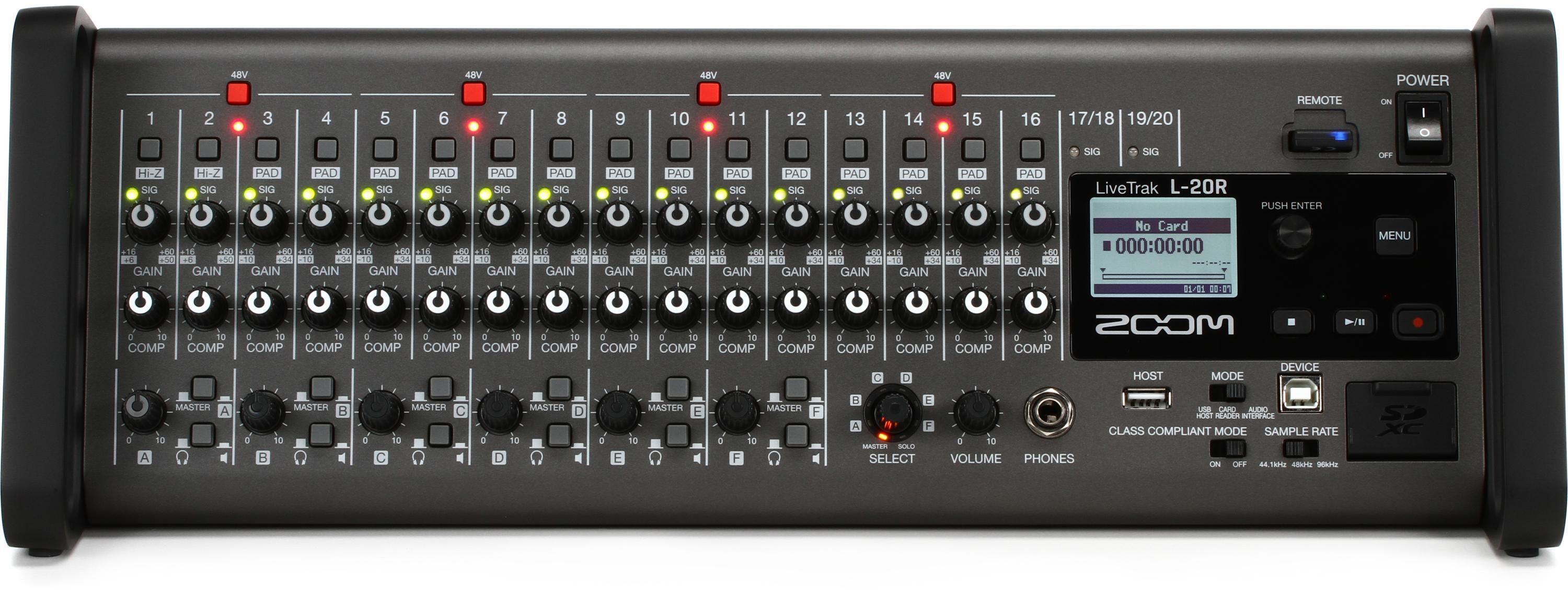 Zoom LiveTrak L-20R 20-channel Remote-controlled Digital Mixer / Recorder