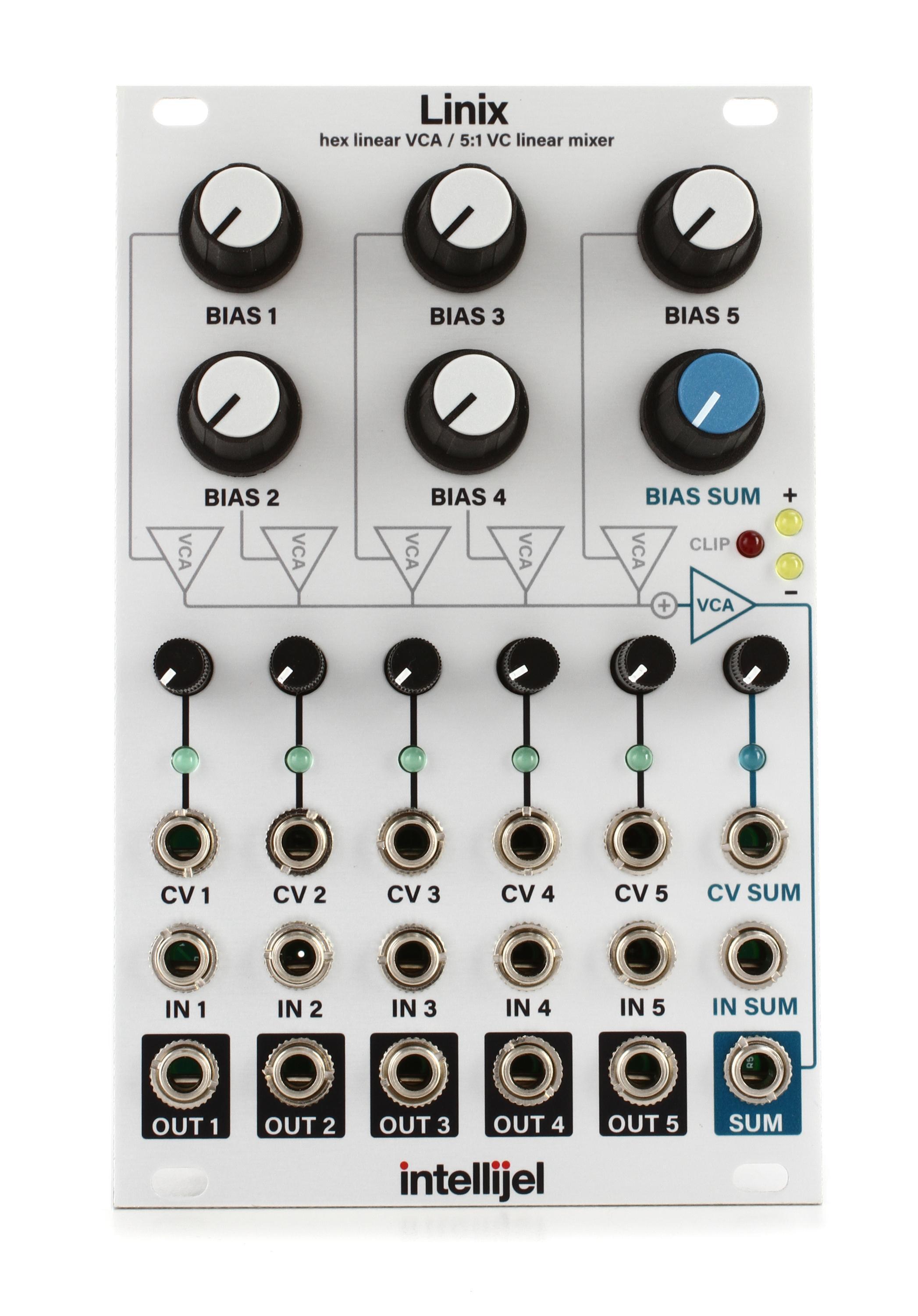 Intellijel Linix Eurorack Hex VCA and 5:1 VC Mixer Module | Sweetwater