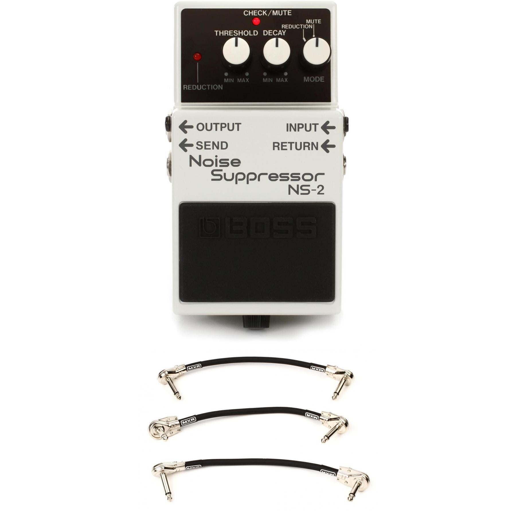 Boss NS-2 Noise Suppressor Pedal with 3 Patch Cables