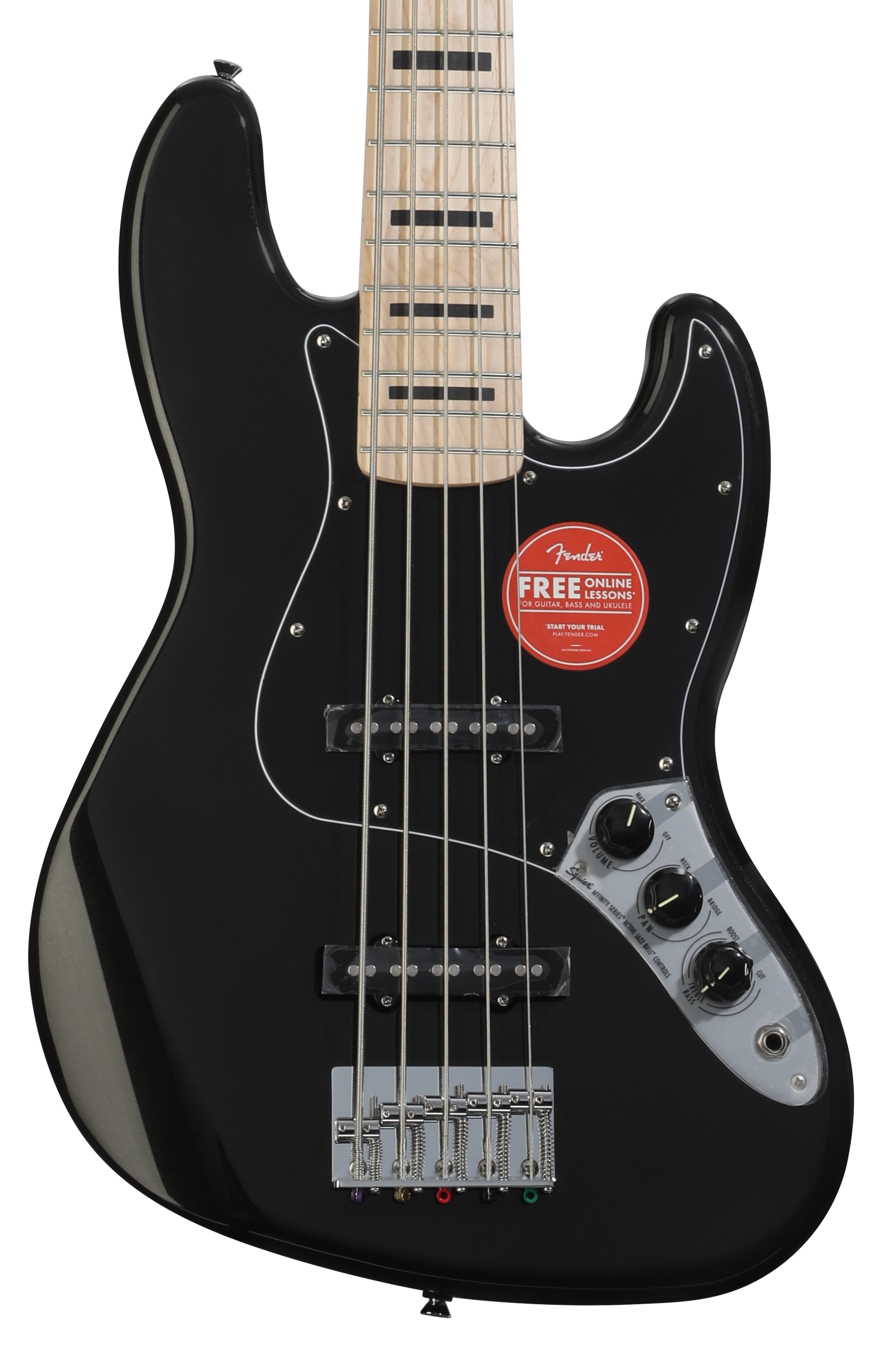 Squier Affinity Series Active Jazz Bass V - Black | Sweetwater