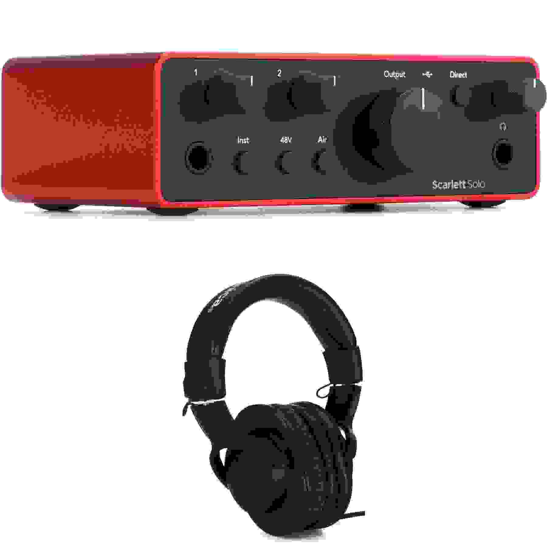 Focusrite Scarlett Solo 4th Gen USB Audio Interface and Audio-Technica ATH-M20x Closed-back Headphones