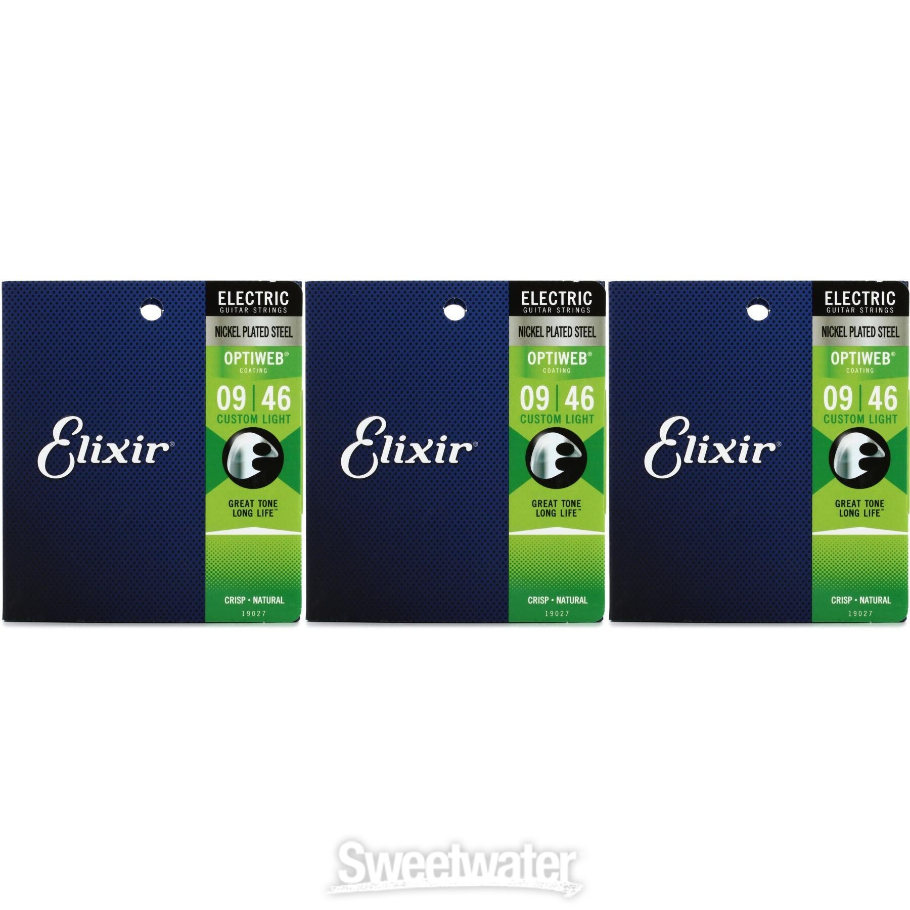 Elixir Strings 19027 Optiweb Electric Guitar Strings - .009-.046 Custom  Light (3-pack)