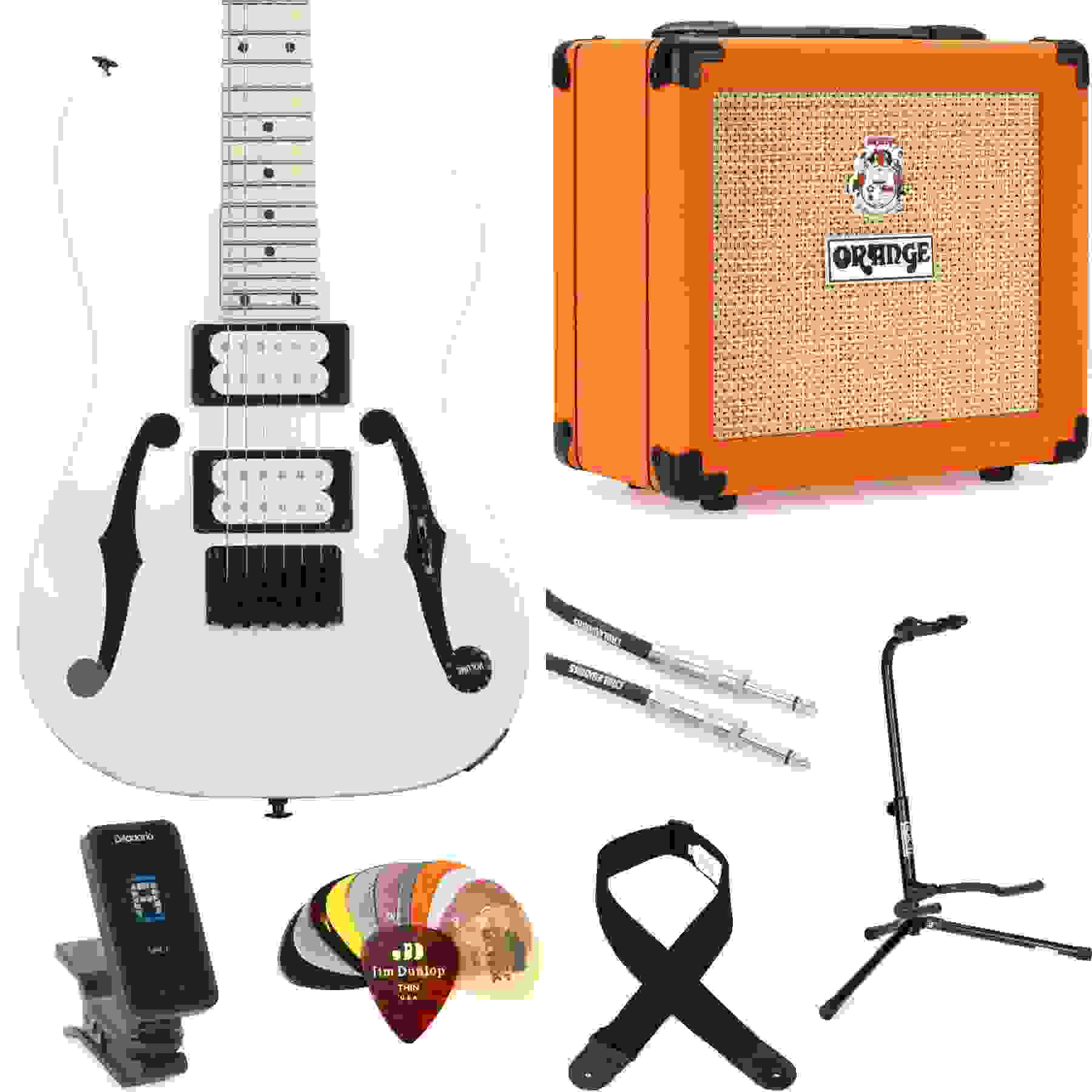 Ibanez Paul Gilbert Signature PGMM31 Electric Guitar and Orange Crush 12 Amp Essentials Bundle - White