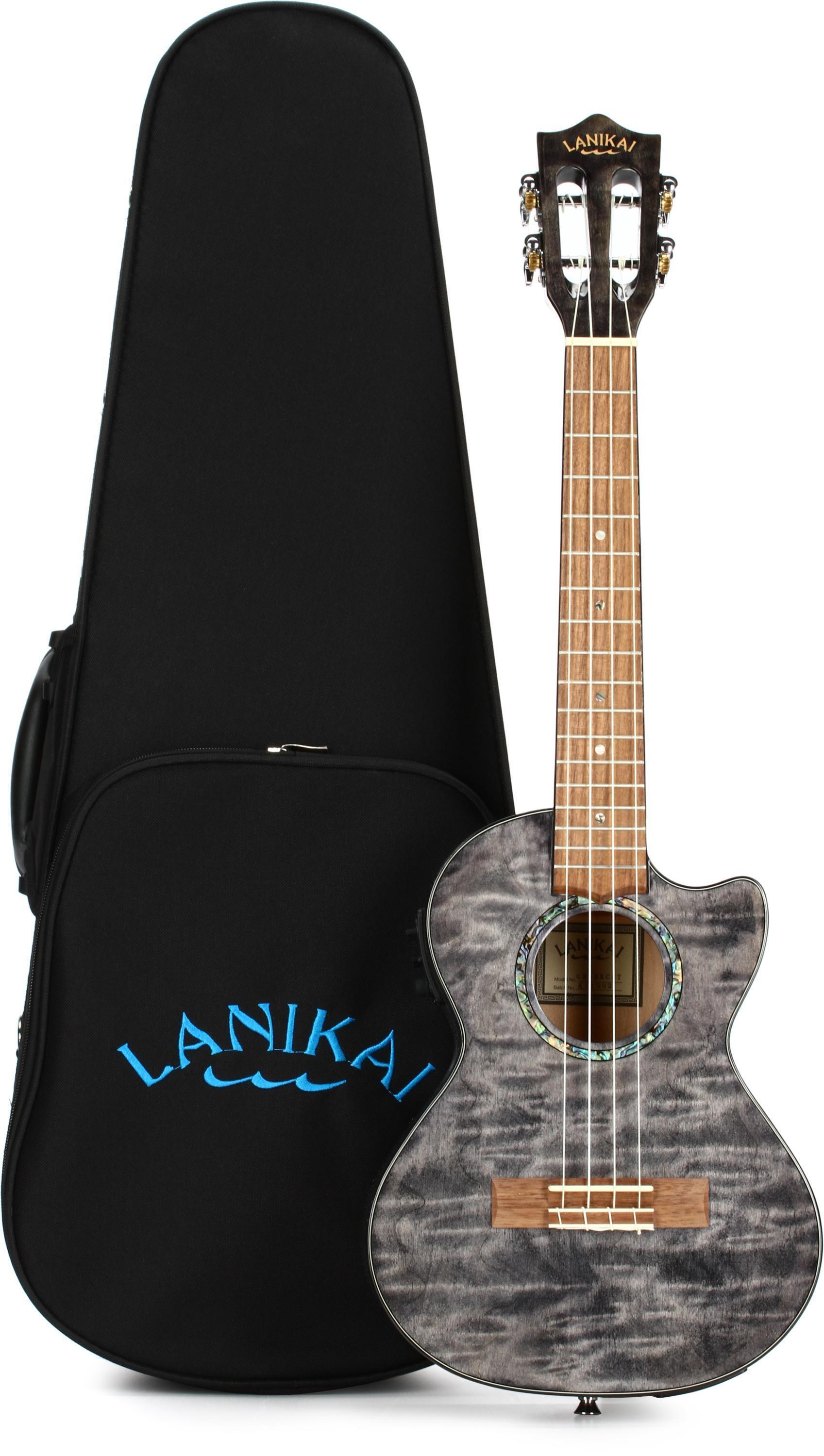 Lanikai QM-BKCET Tenor Ukulele with Cutaway & Electronics - Black Stain