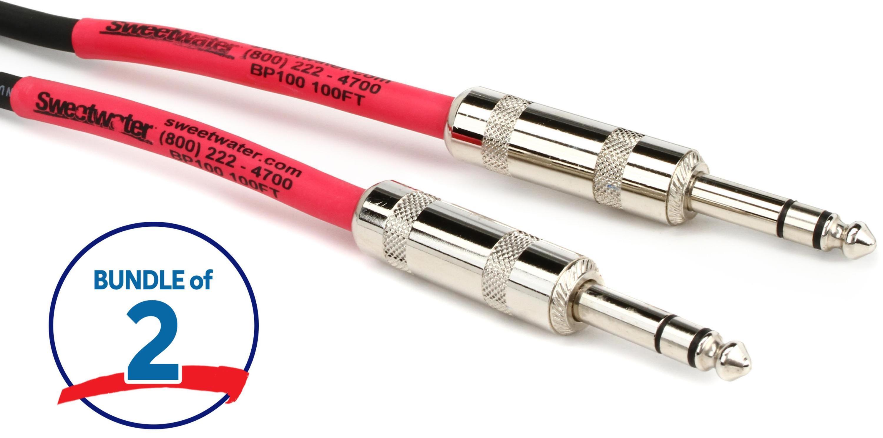 Photo of Pro Co BP-100 Excellines Balanced Patch Cable - 1/4-inch TRS Male to 1/4-inch TRS Male - 100 foot (2-pack)