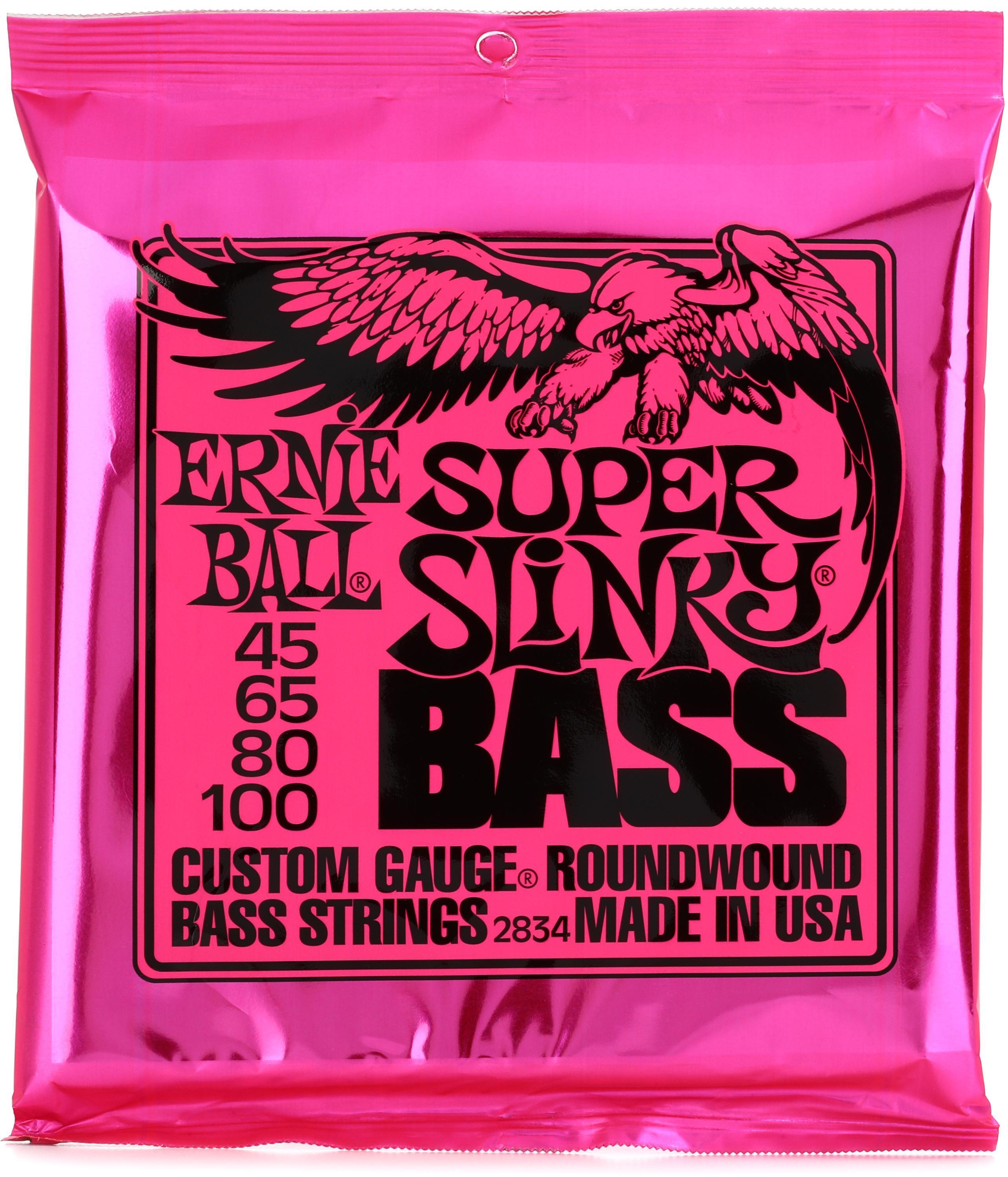 Ernie Ball 2834 Super Slinky Nickel Wound Electric Bass Guitar Strings -  .045-.100