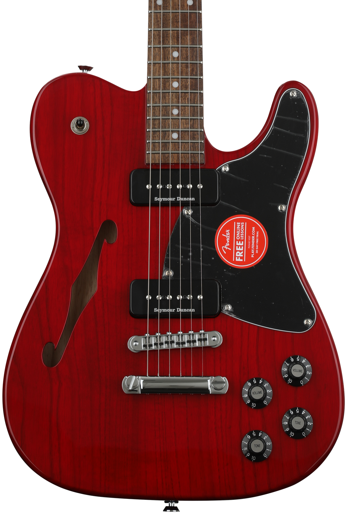 Fender Jim Adkins JA-90 Telecaster Thinline Semi-hollowbody Electric Guitar - Crimson Transparent with Indian Laurel Fingerboard