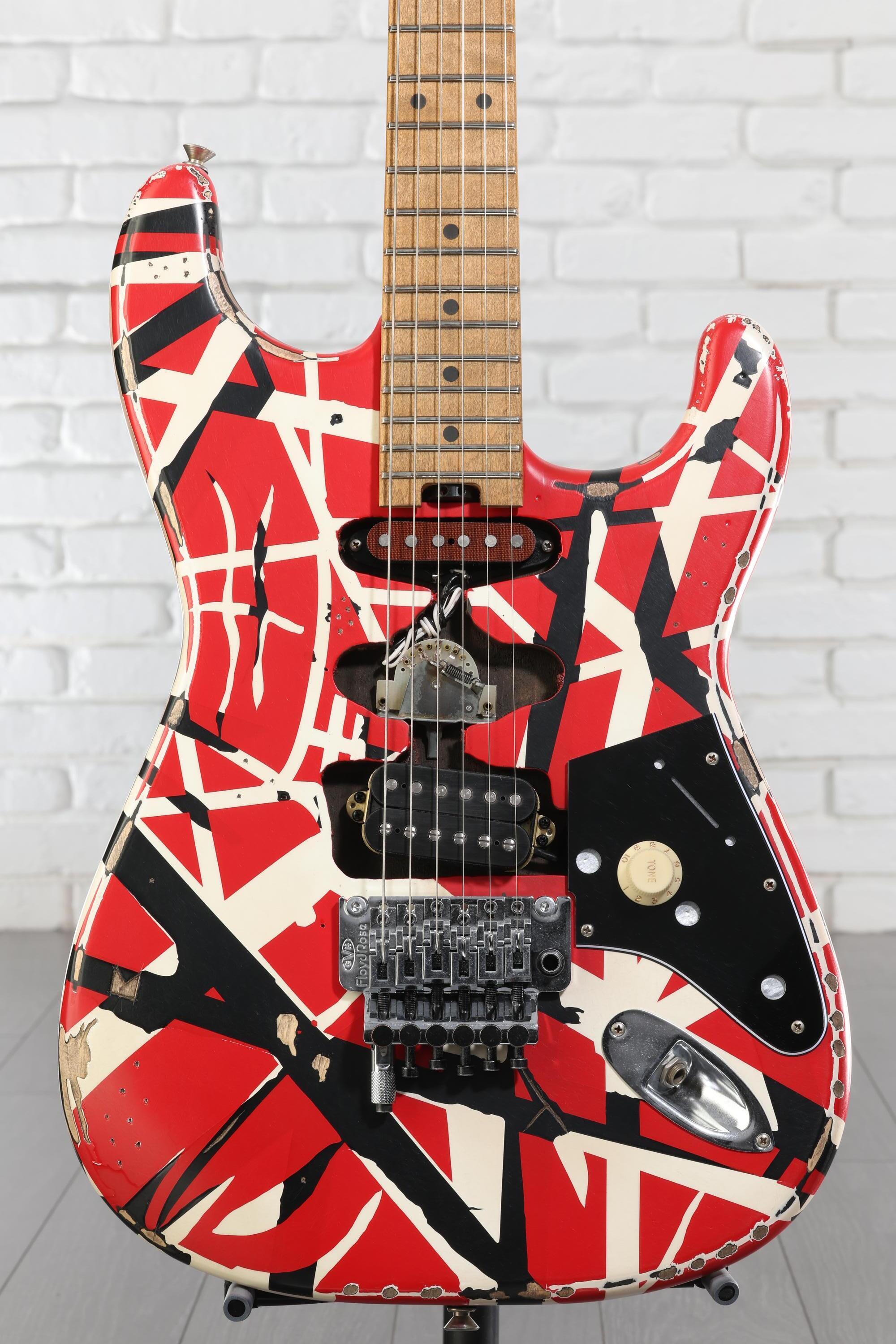 EVH Striped Series Frankenstein Relic - Red/Black/White | Sweetwater