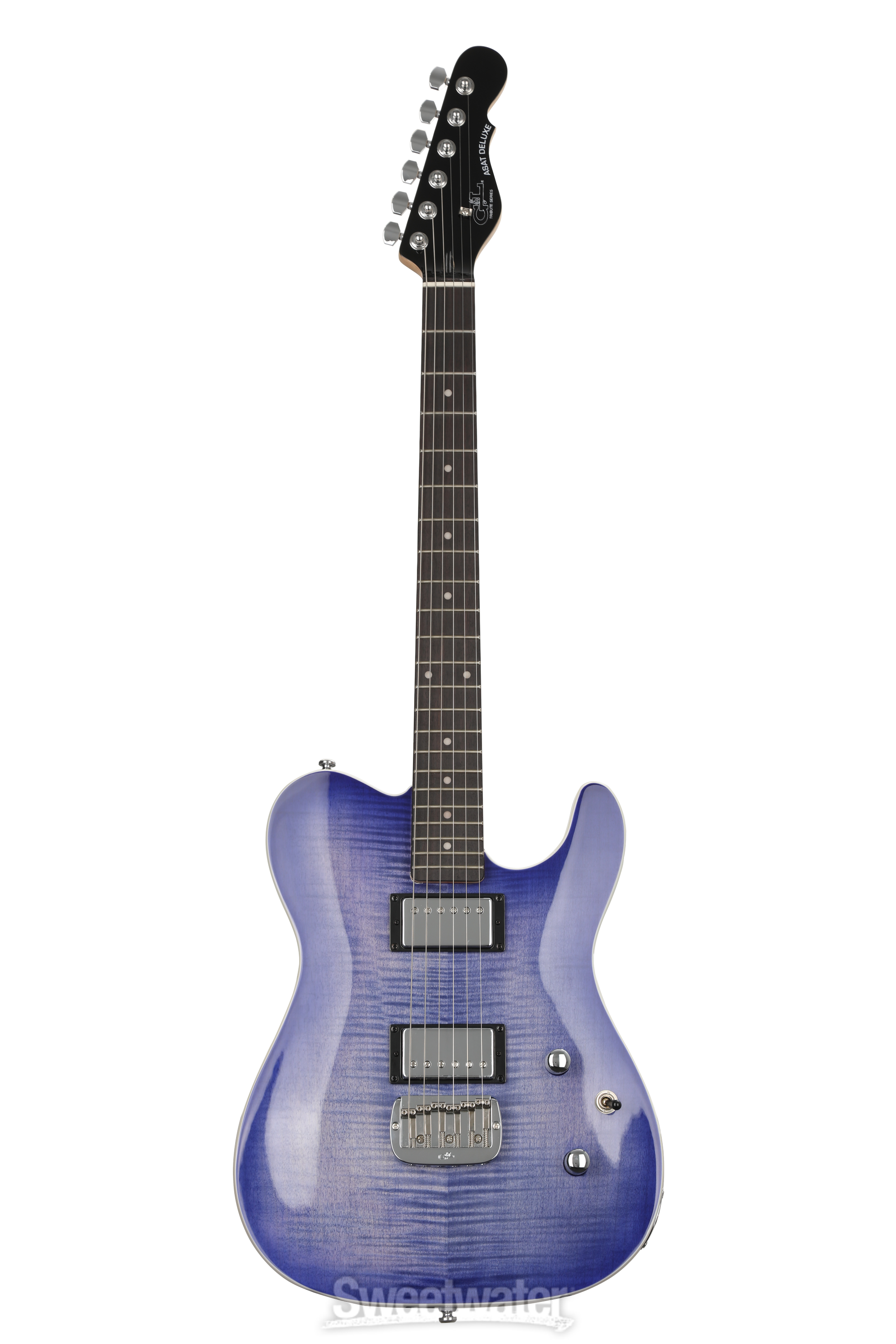 Gu0026L Tribute ASAT Deluxe Carved Top Electric Guitar - Bright Blueburst