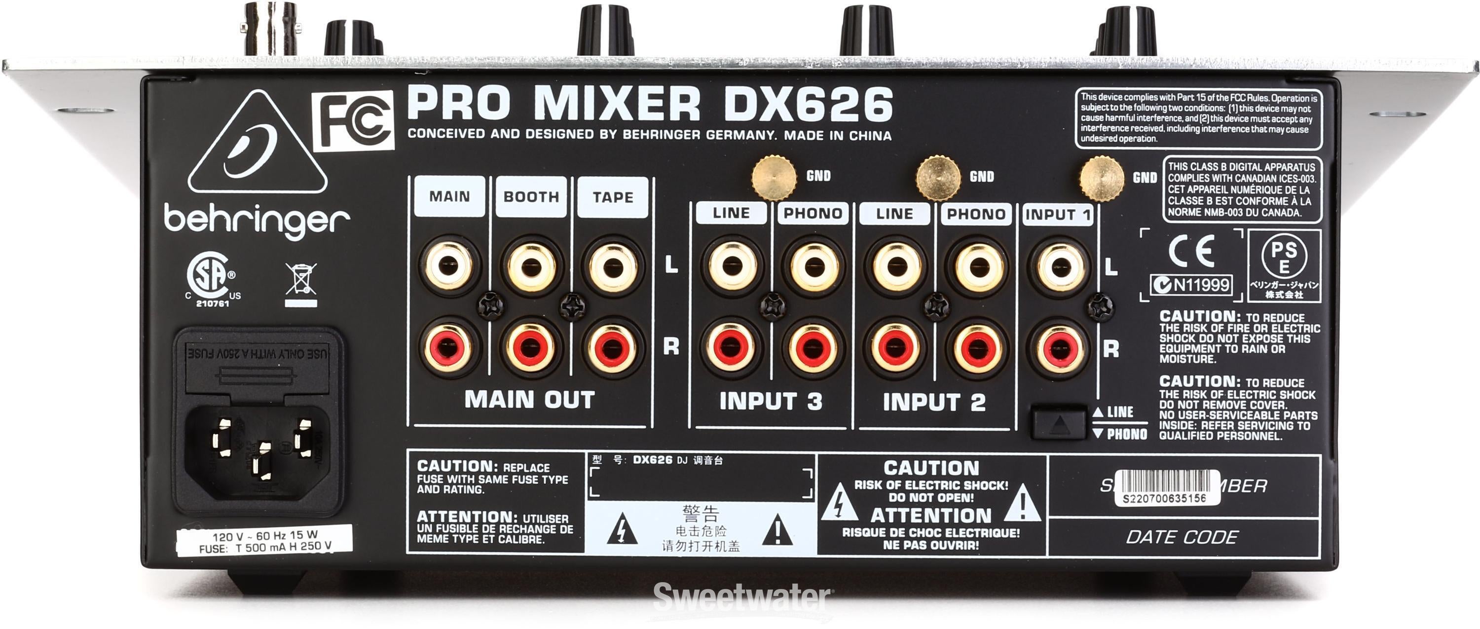 Behringer Pro Mixer DX626 3-channel DJ Mixer