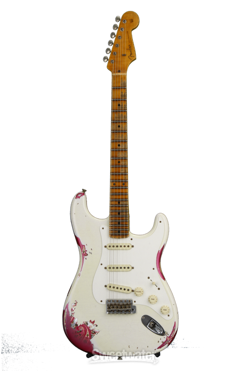 Fender Custom Shop 1957 Heavy Relic Stratocaster - Olympic White over Pink  Paisley