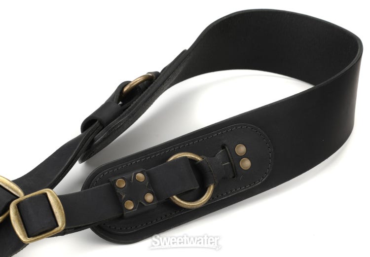 Bobby Nylon Adjustable Strap Only in Black/Silver | Genuine Leather | Bandolier Style