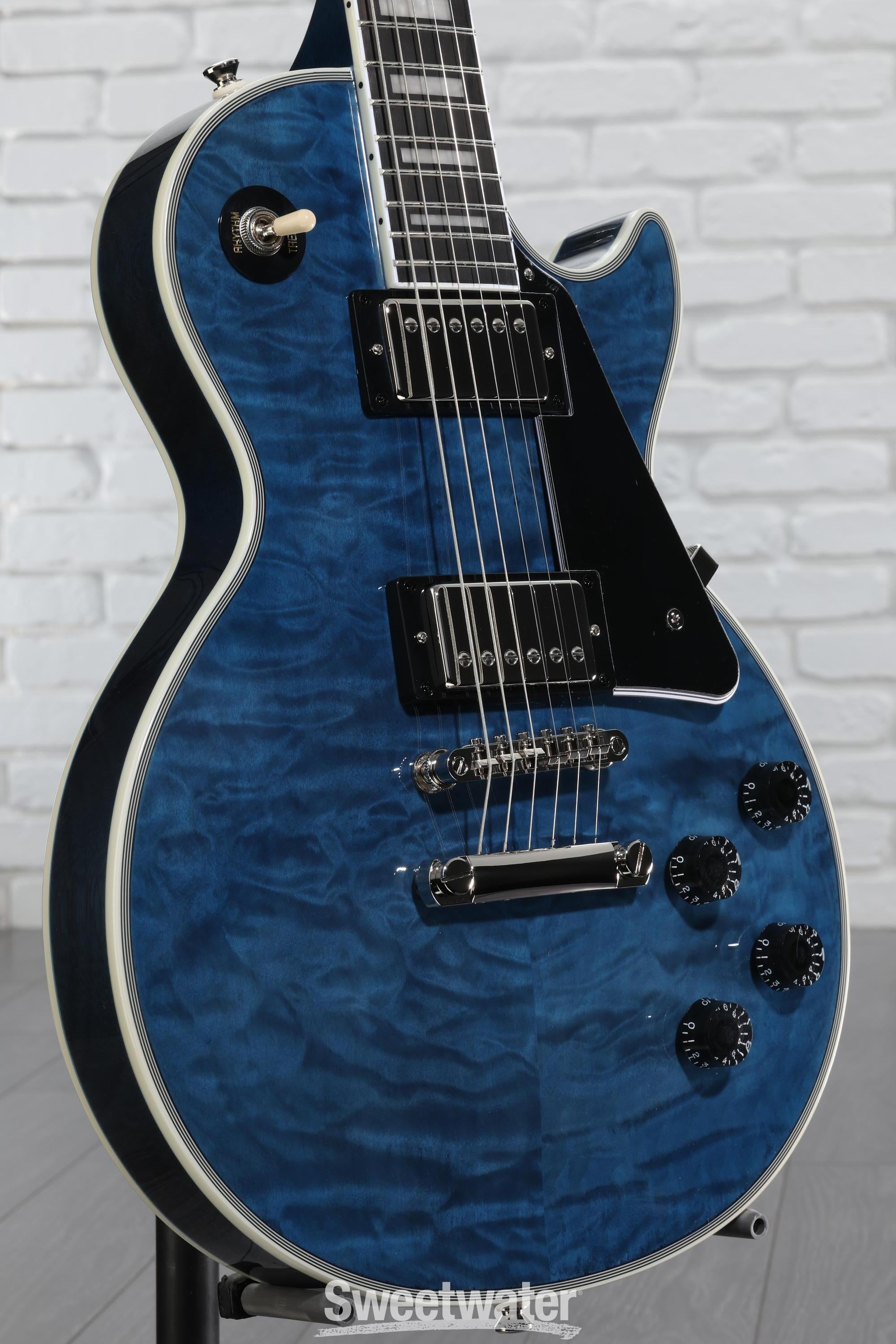 ギター Epiphone Les Paul Quilt Viper Blue Epiphone Les Paul Custom Limited Edition Quilt Top - Viper
