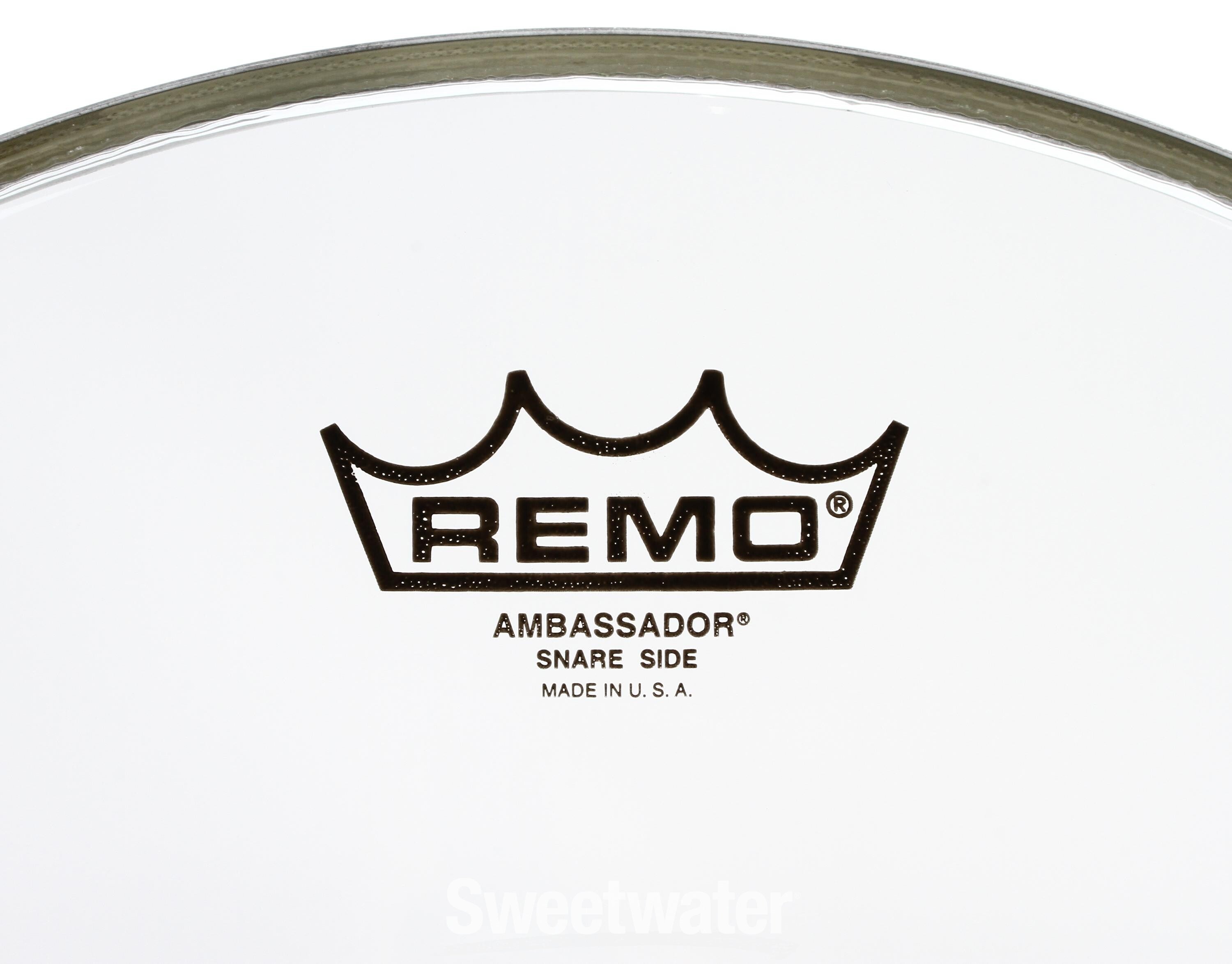 Remo ambassador clear on sale snare side