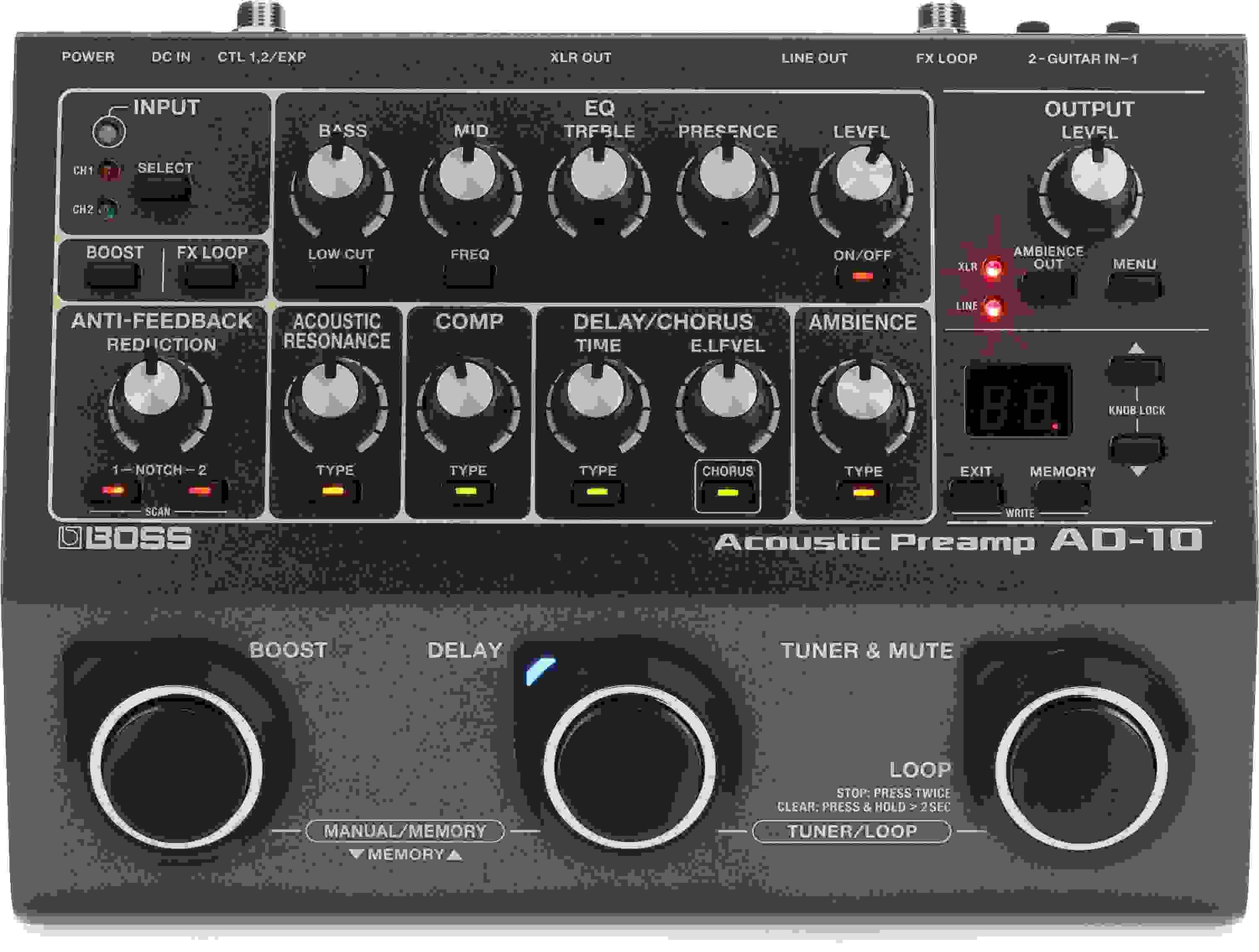 Boss AD10 Acoustic Guitar Processor Pedal Reviews Sweetwater