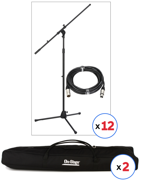 Two On Stage microphone stands discount Bundle