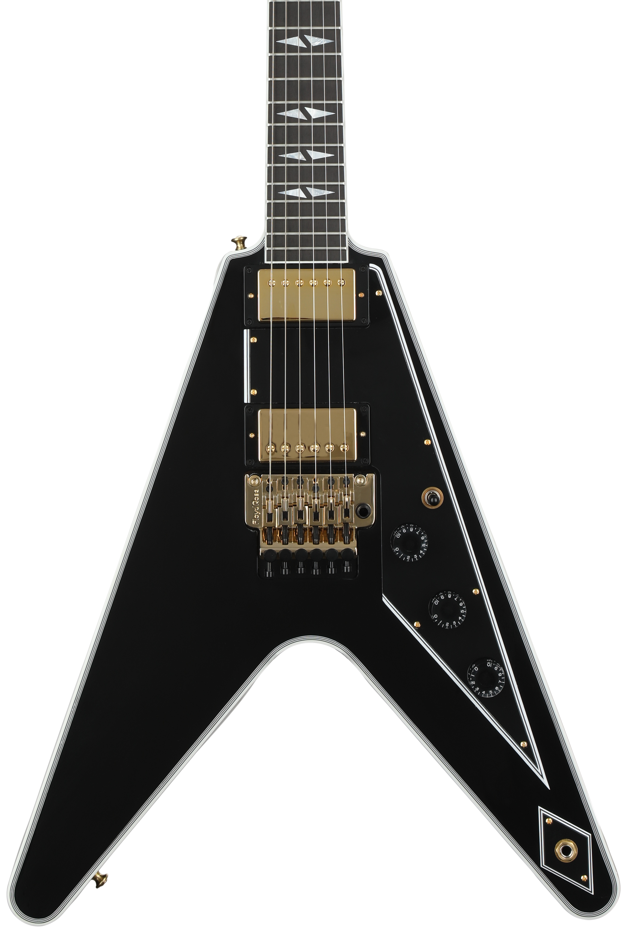 Gibson Custom Flying V Electric Guitar Ebony with Floyd Rose