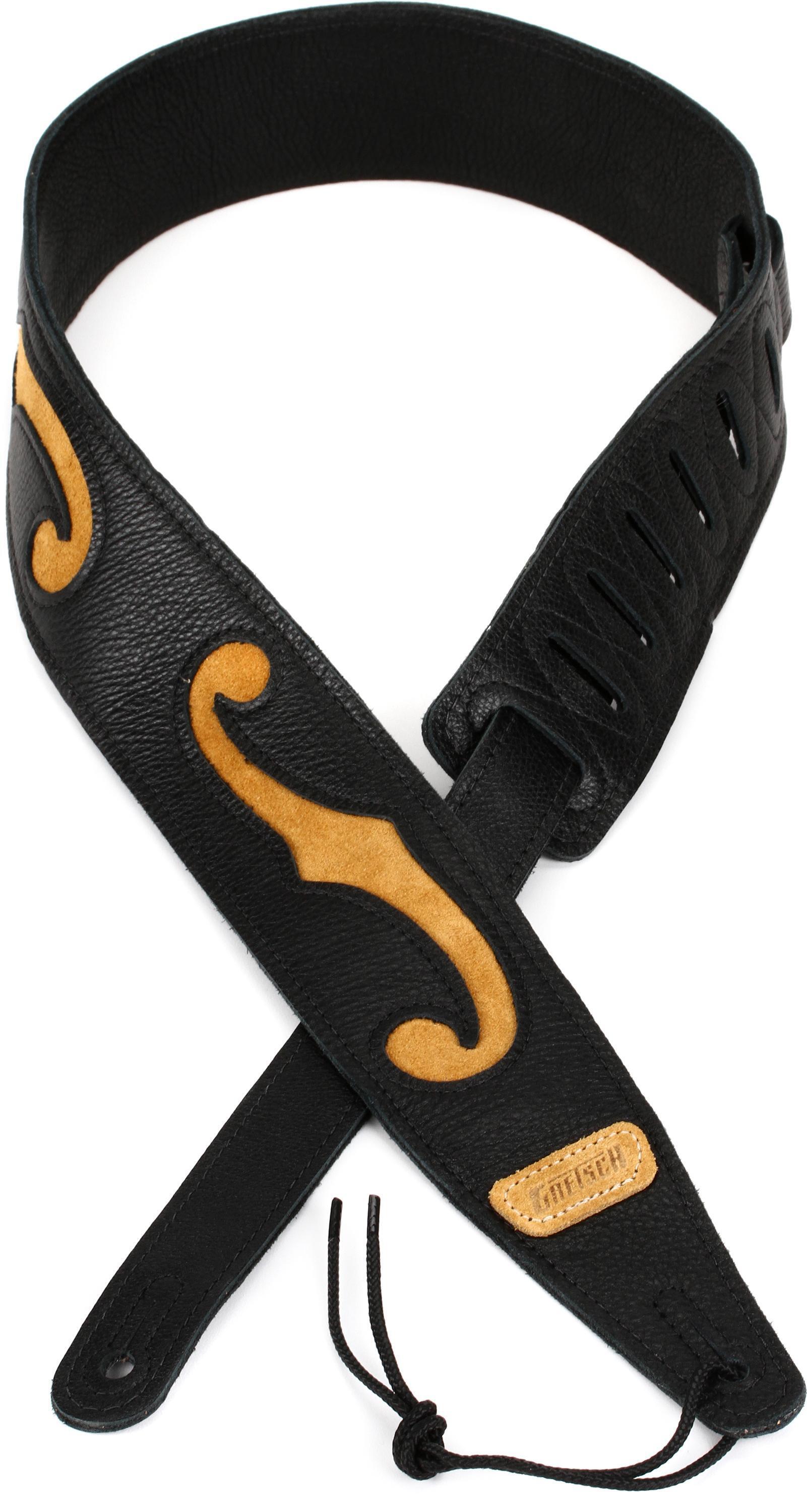 Gretsch F-Holes Leather Strap - Black and Tan