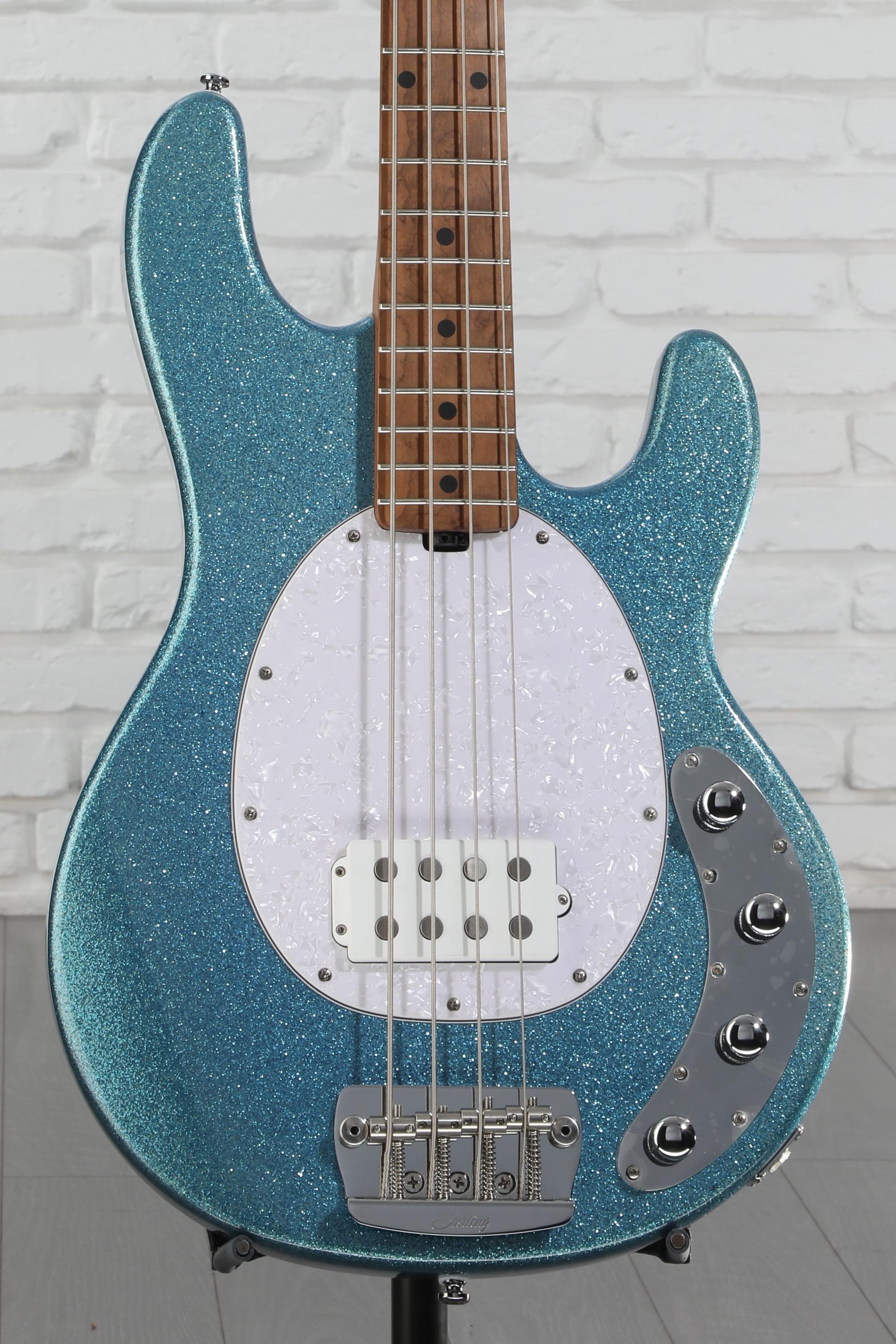ベース Musicman RAY34 Blue Sparkle Sterling Sterling By Music Man StingRay RAY34 Bass Guitar - Blue