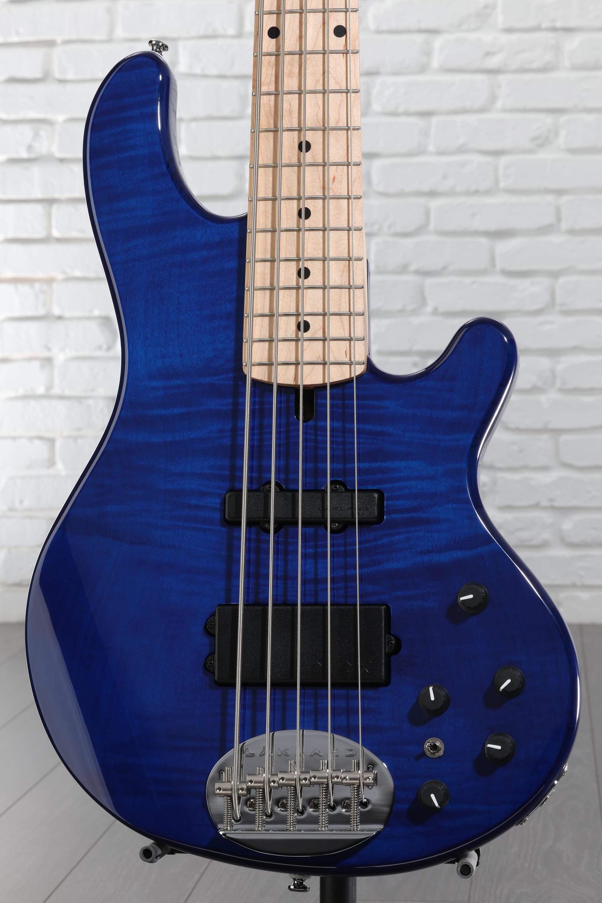 Lakland Skyline 55-02 Deluxe Flame Bass Guitar - Translucent Blue