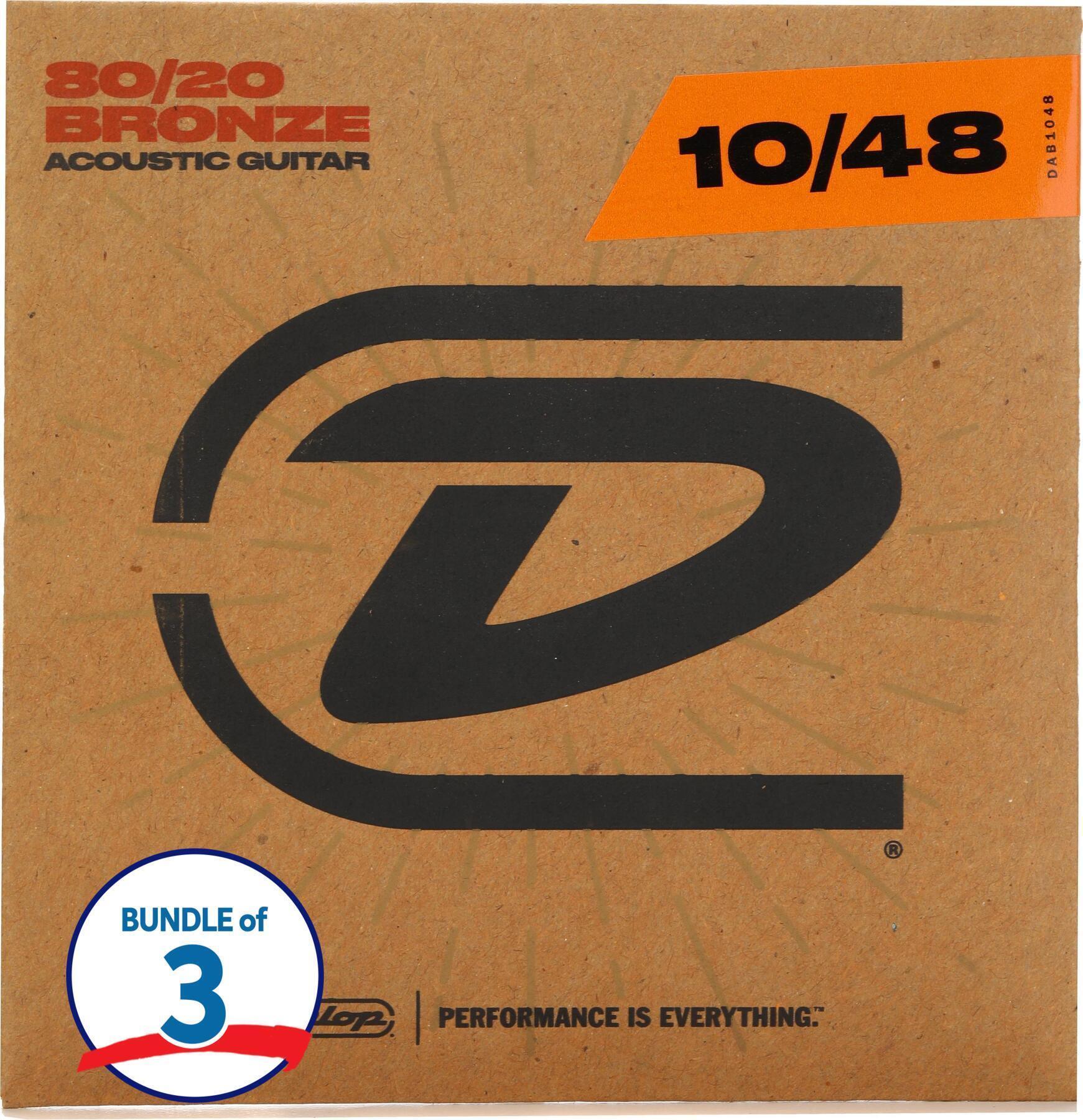 Photo of Dunlop DAB1048 80/20 Bronze Acoustic Guitar Strings - .010-.048 Extra Light (3-pack)