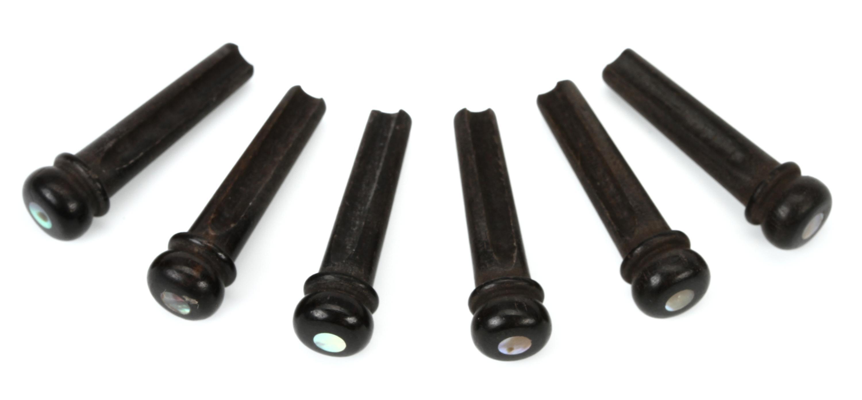 Taylor Ebony Bridge Pins with Abalone Dots Sweetwater