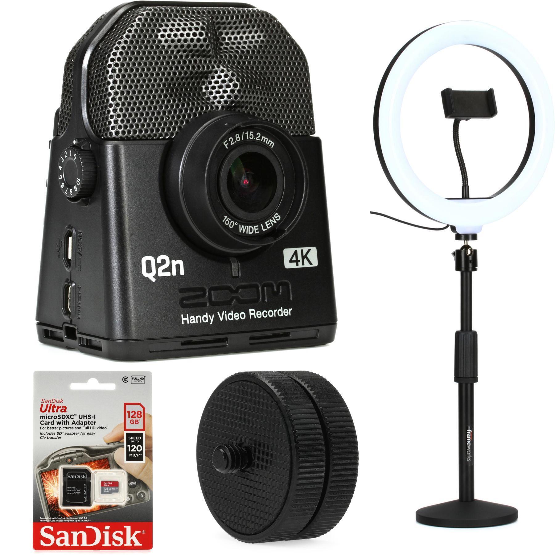 Zoom Q2n-4K Handy Video Recorder with XY Microphone and Ring Light