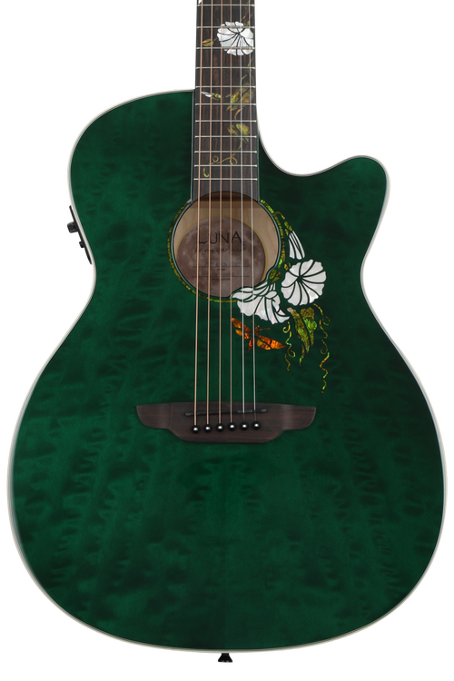 Luna Flora Moonflower Folk Acoustic-electric Guitar - Transparent Mallard