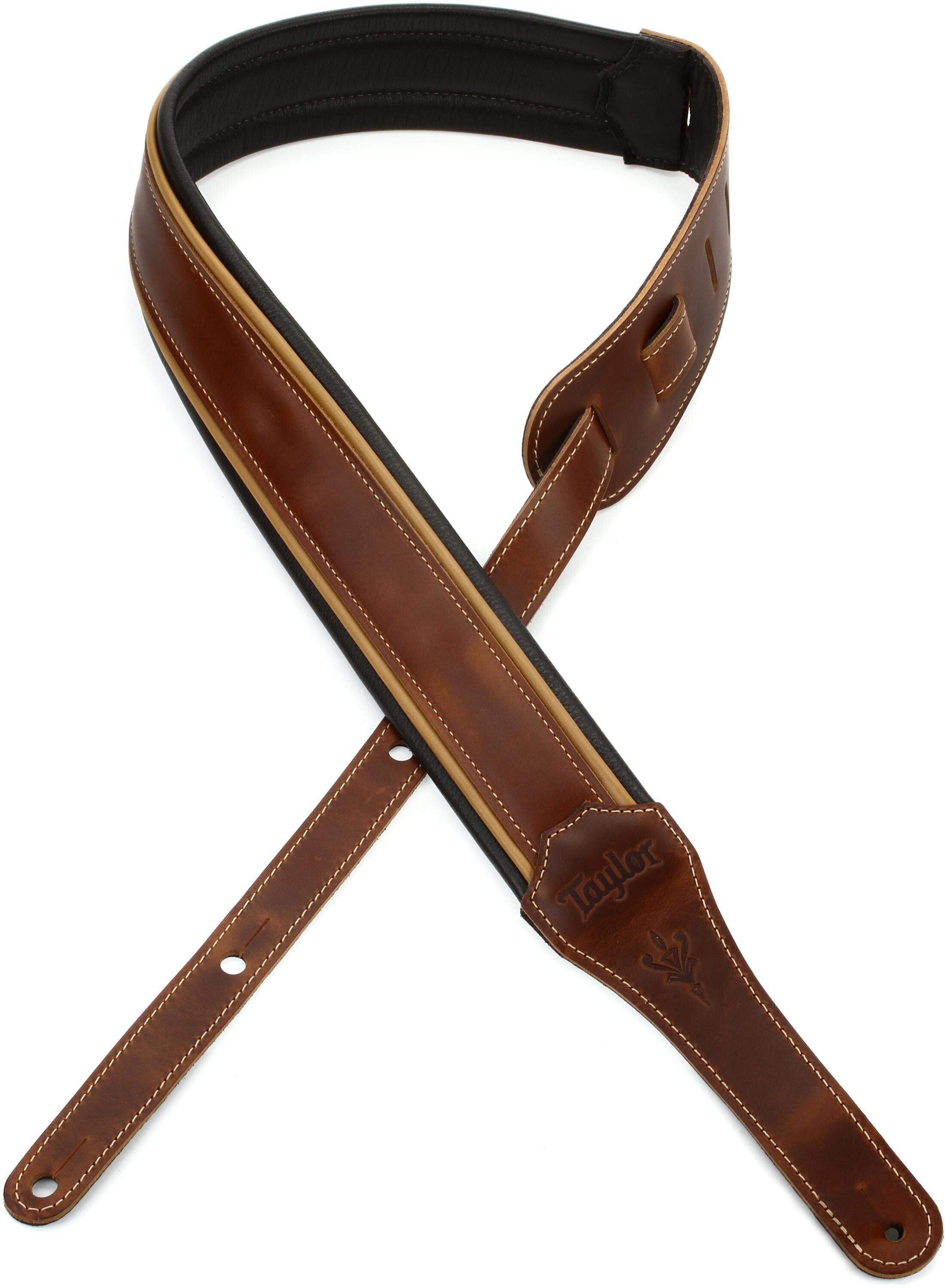 Photo of Taylor Century 2.5-inch Guitar Strap - Medium Brown/Butterscotch/Black Leather