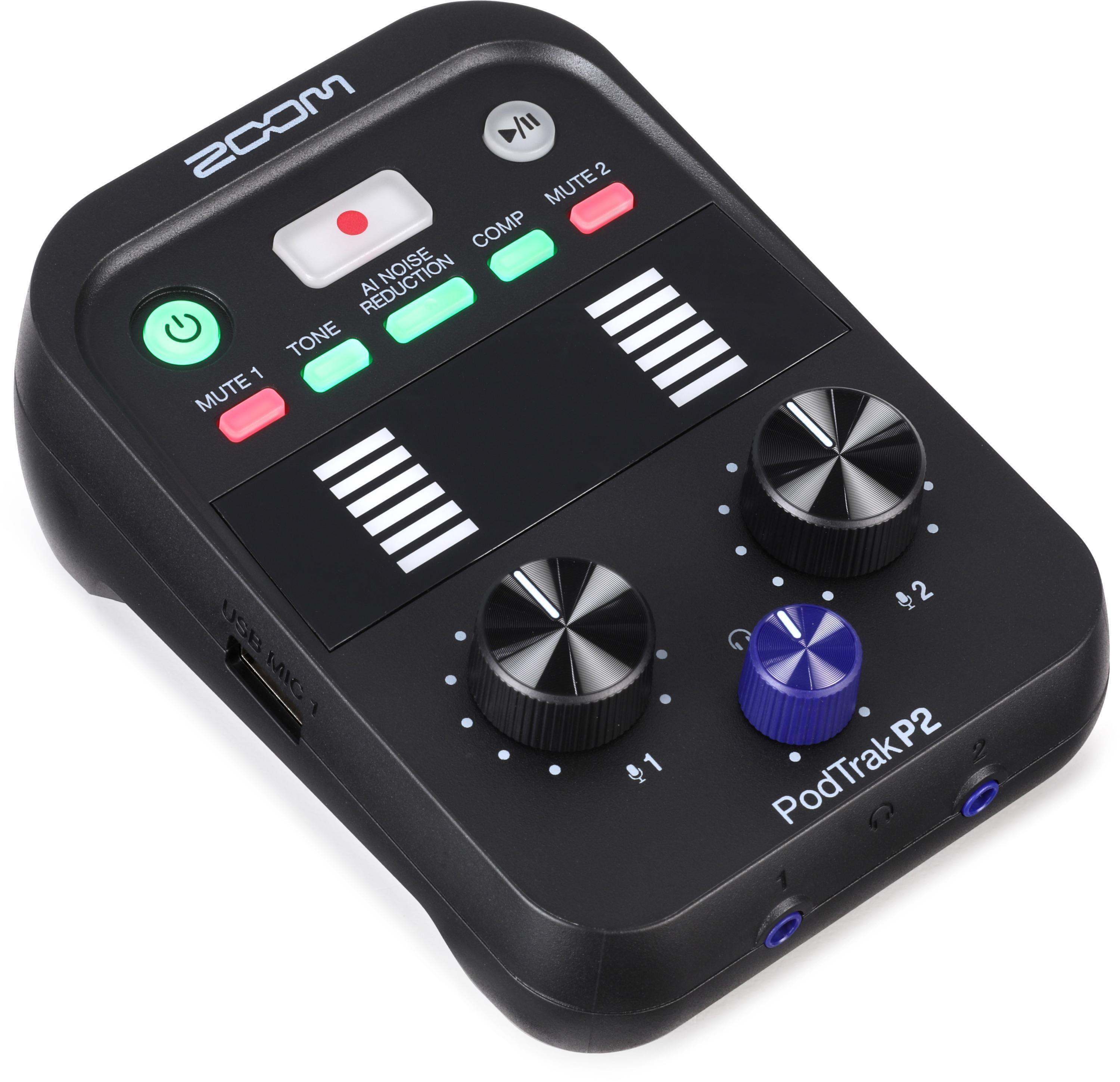 Zoom PodTrak P2 USBインターフェース Zoom PodTrak P2 USB Mic Recorder | Sweetwater