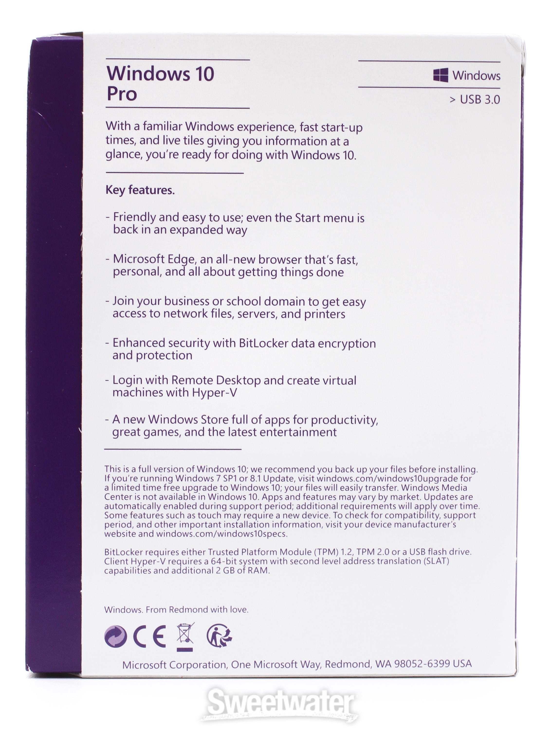 Microsoft Windows 10 Pro 32/64-Bit - 1 License, USB Flash