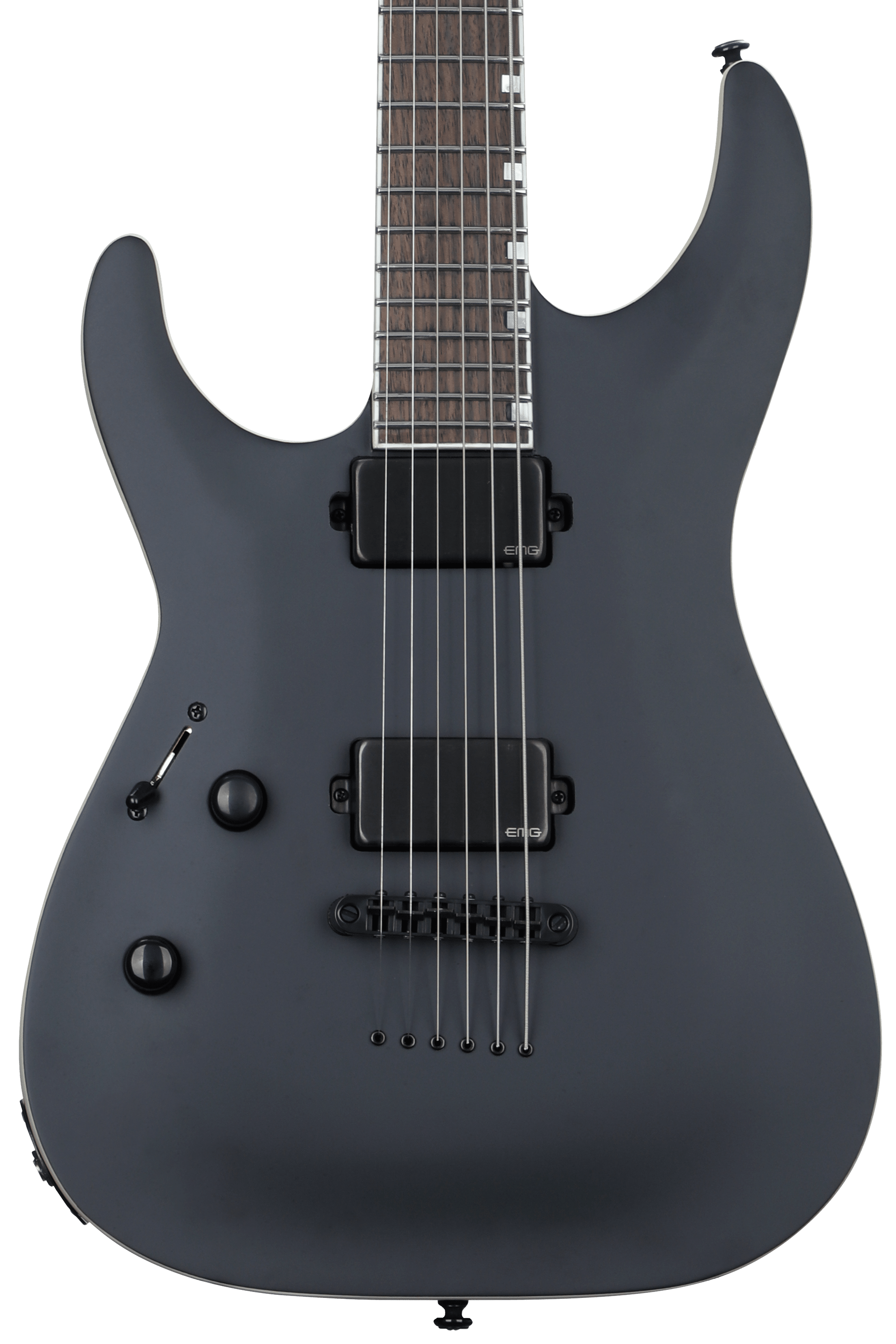 ESP LTD MH-1000 Baritone Left-handed Electric Guitar - Black Satin
