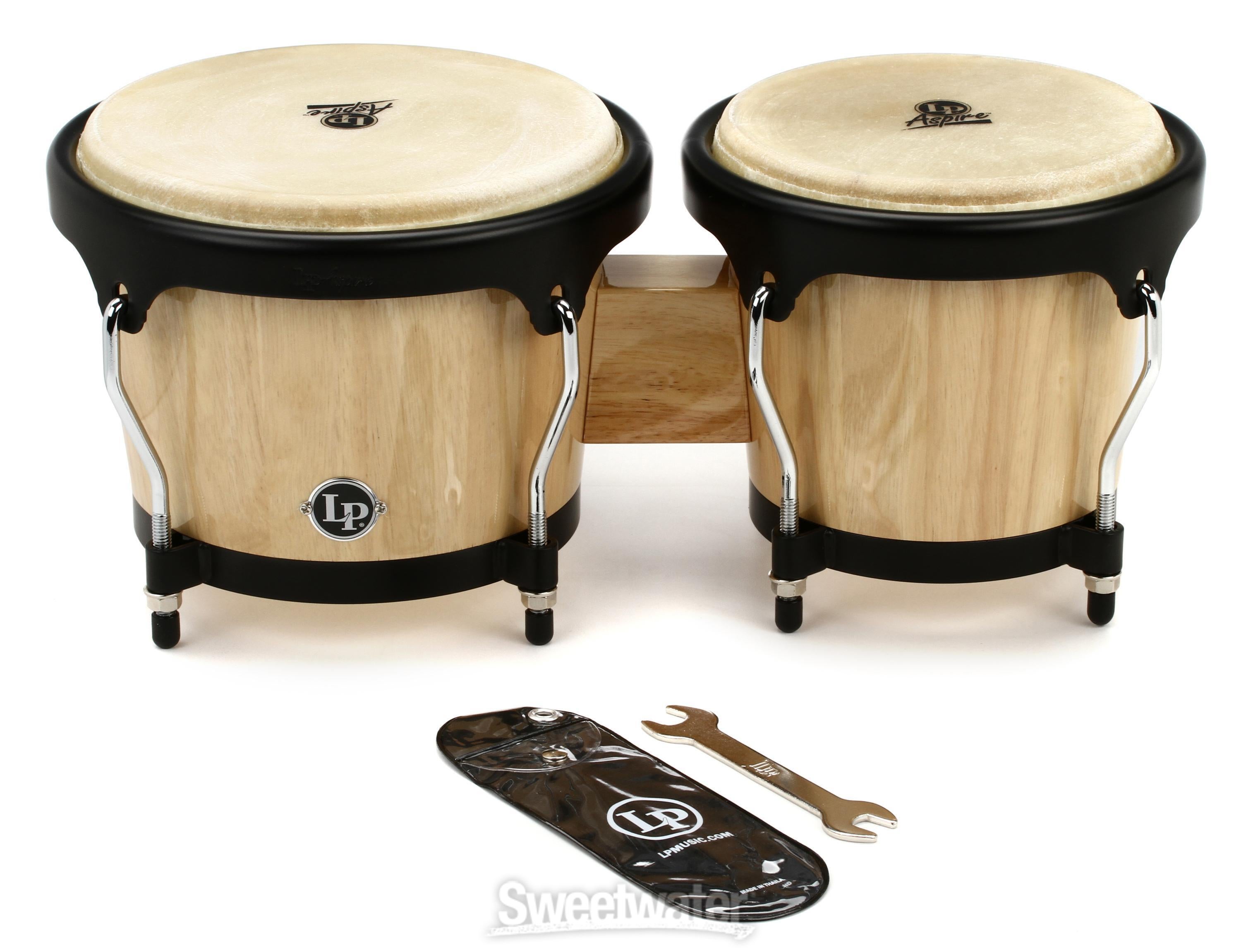 Latin Percussion Aspire Wood Bongos - Natural with Black Hardware