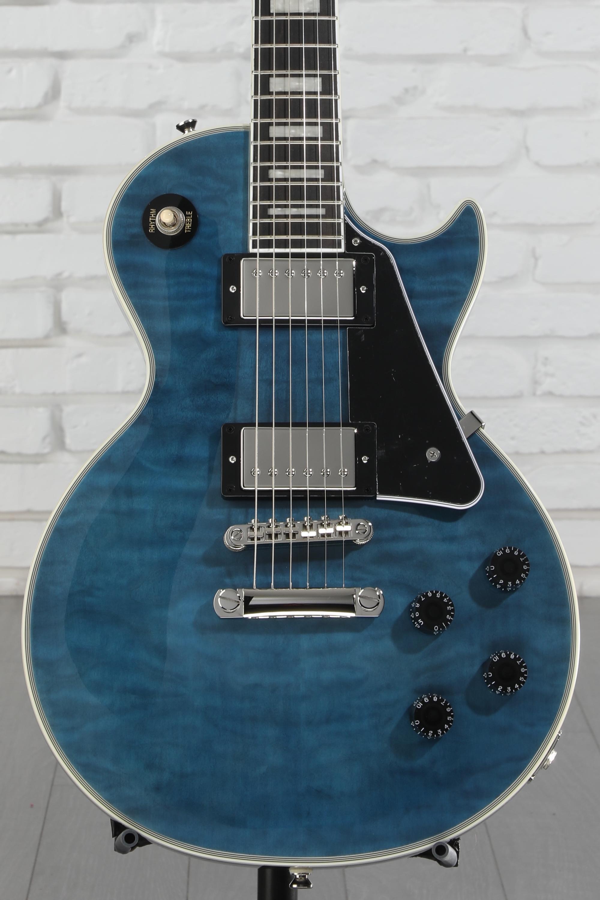 ギター Epiphone Les Paul Quilt Viper Blue Epiphone Les Paul Custom Quilt in Viper Blue w/Premium