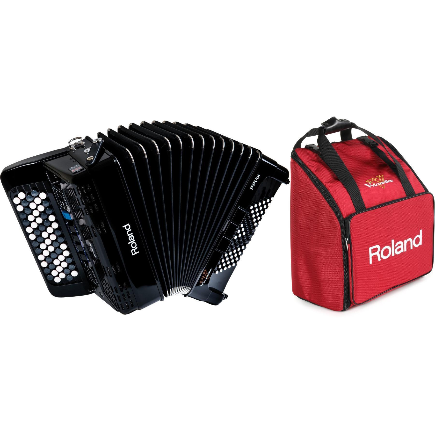 FR-1xb Button-type V-Accordion with Gig Bag - Black - Sweetwater