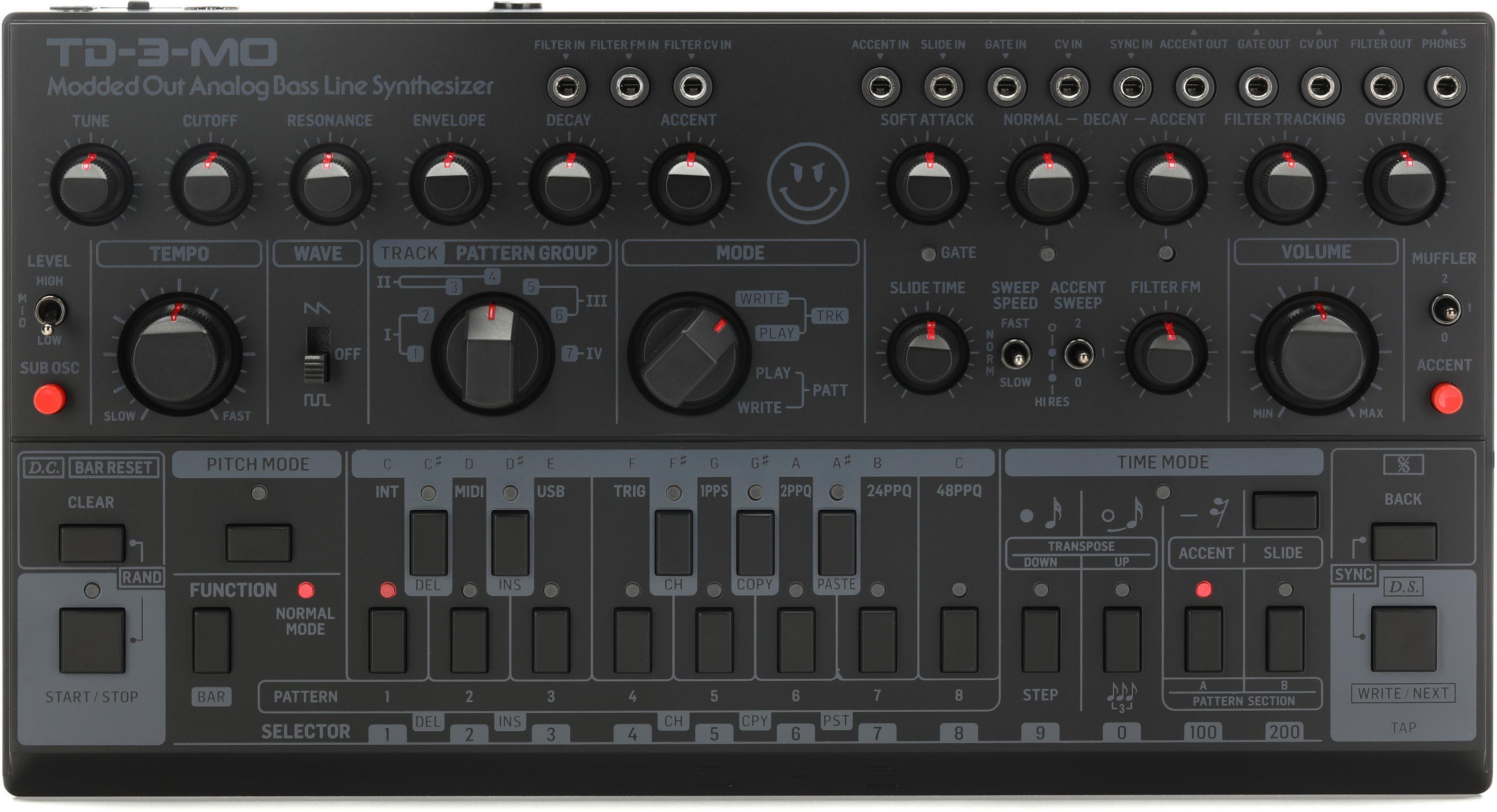 Behringer TD-3-MO-BK Analog Bass Line Synthesizer with Cables 