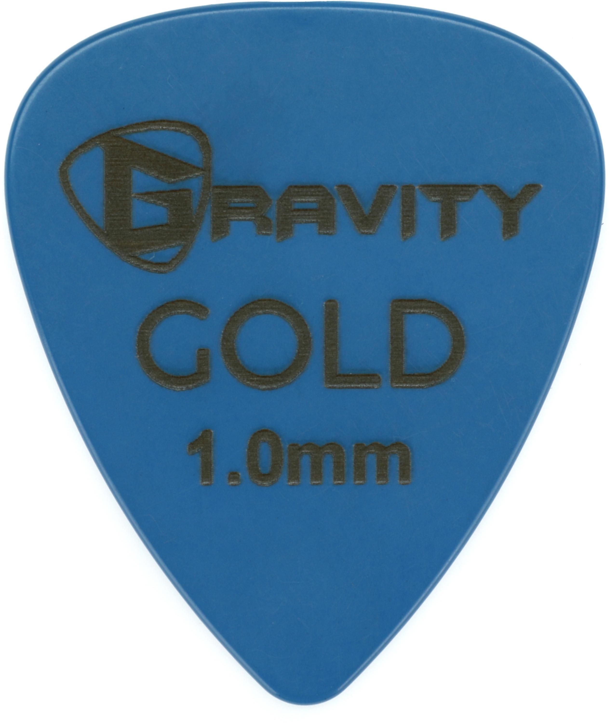 Photo of Gravity Picks Colored Gold Traditional Teardrop Guitar Pick - 1.0mm Blue
