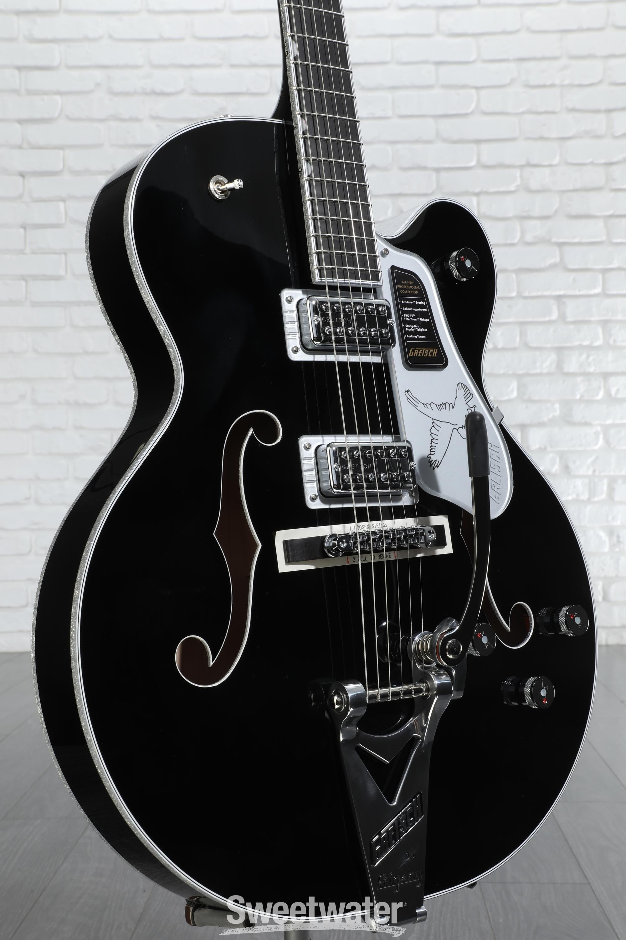 エレキギター】Gretsch ブラック&ホワイトボディにゴールド