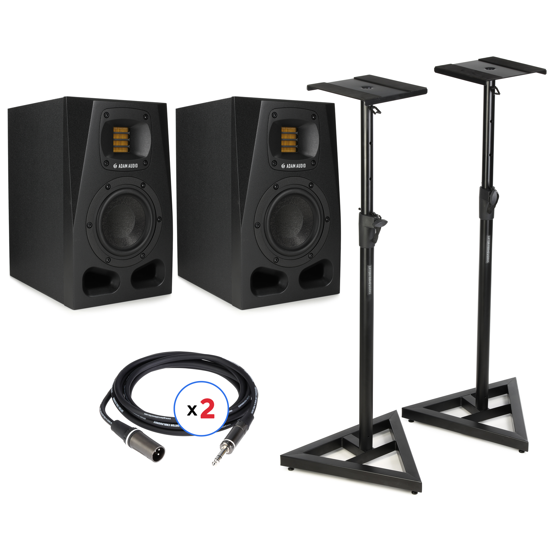 ADAM Audio A7V 7-inch Powered Studio Monitor Pair with Stands and