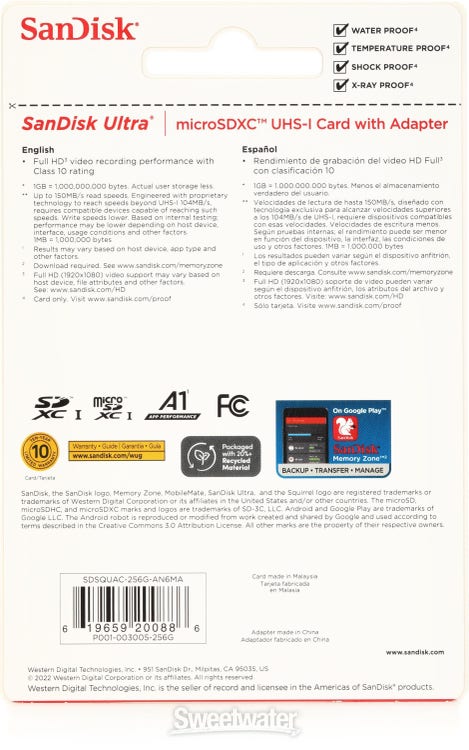 SanDisk Ultra microSD UHS-I Card 256GB, 120MB/s R - Buy SanDisk