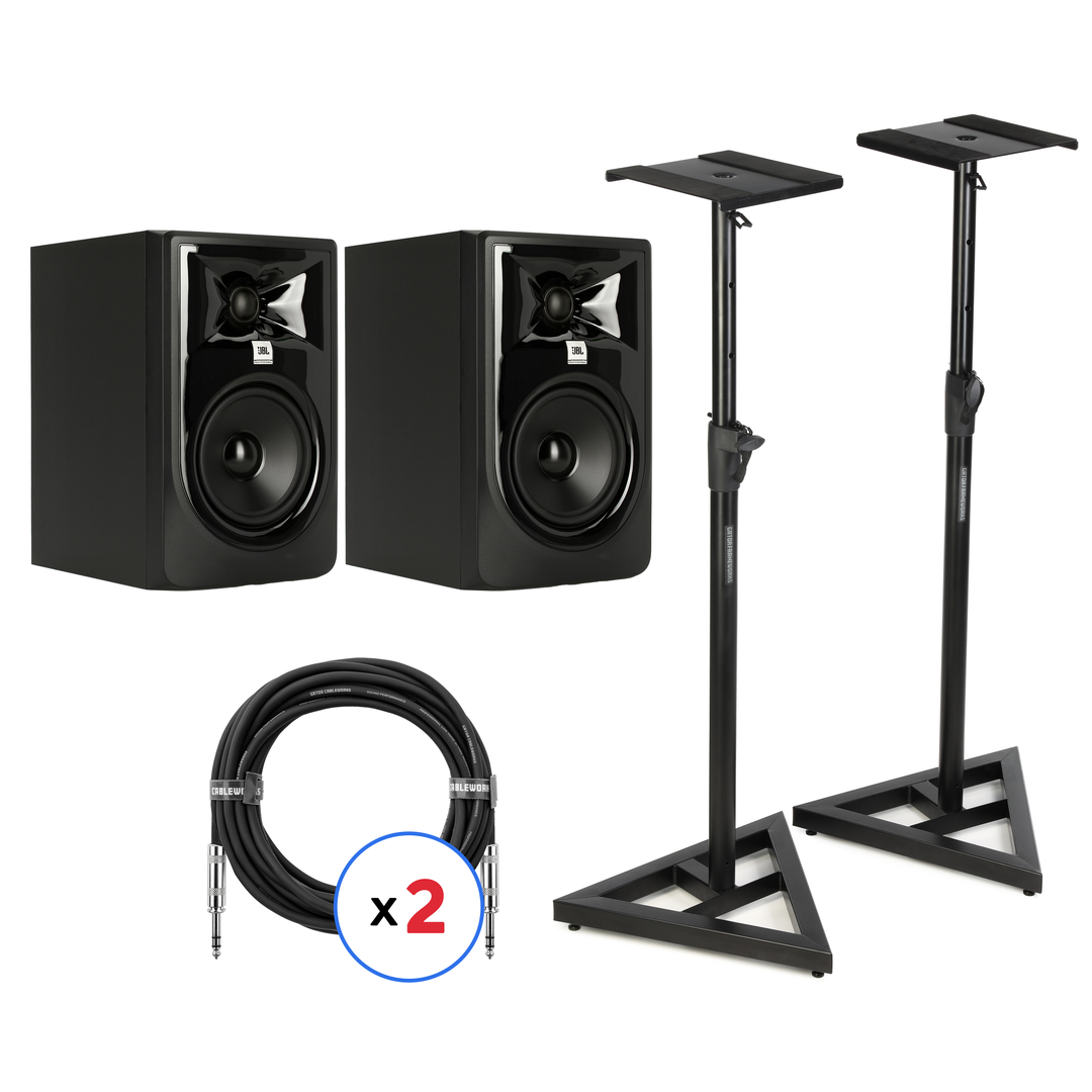 JBL 305P MkII 5-inch Powered Studio Monitor Pair with Stands and JBL 305P MkII 5-inch Powered Studio Monitor Pair with Stands and