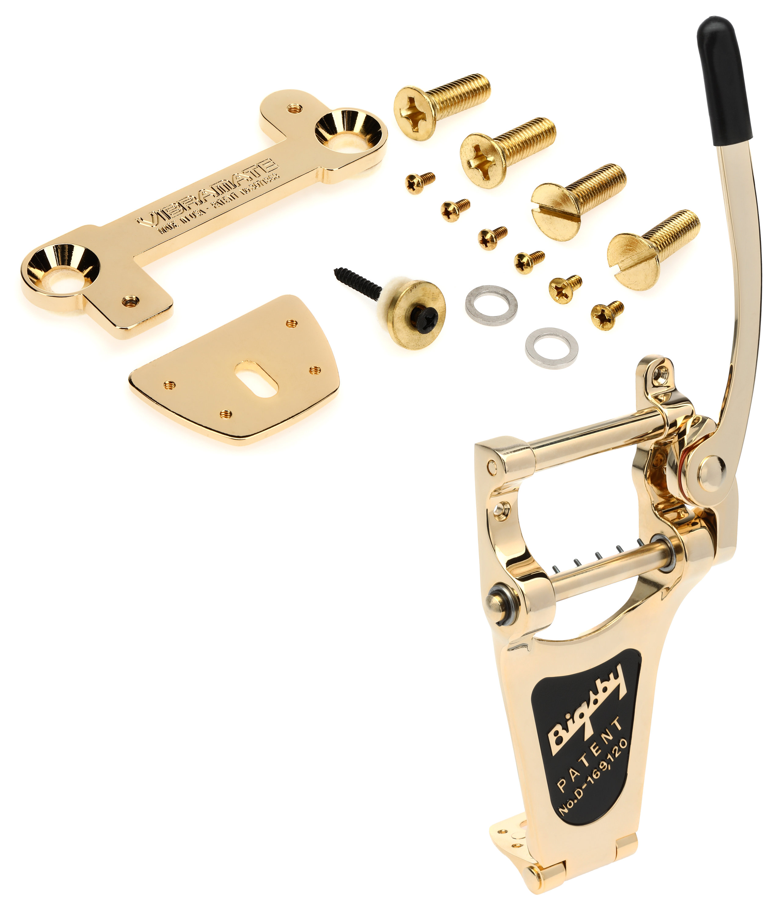 Vibramate V7 and Bigsby B7 Vibrato Tailpiece for Gibson Les Paul - Gold