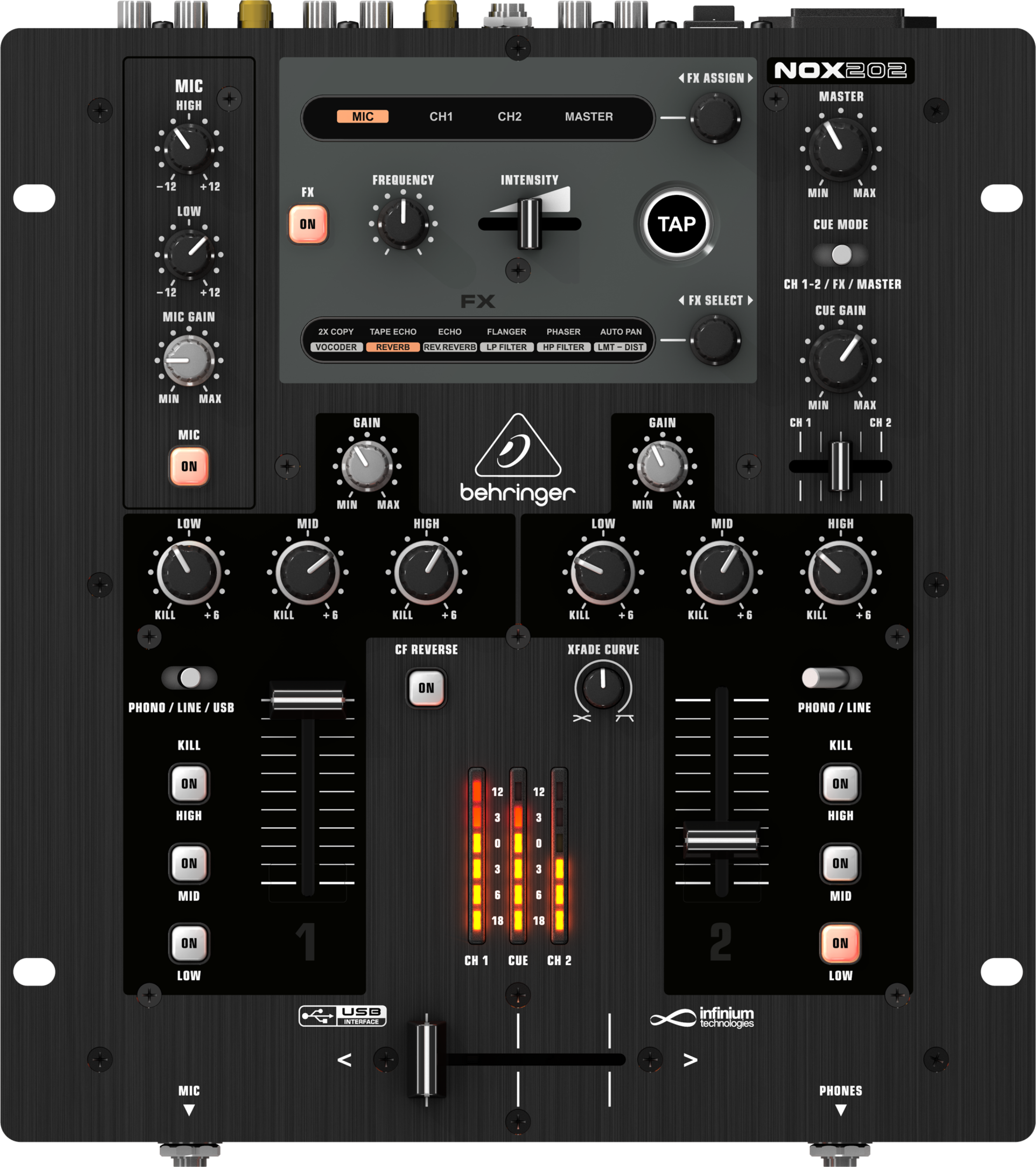 Behringer Pro Mixer NOX202 2-channel DJ Mixer