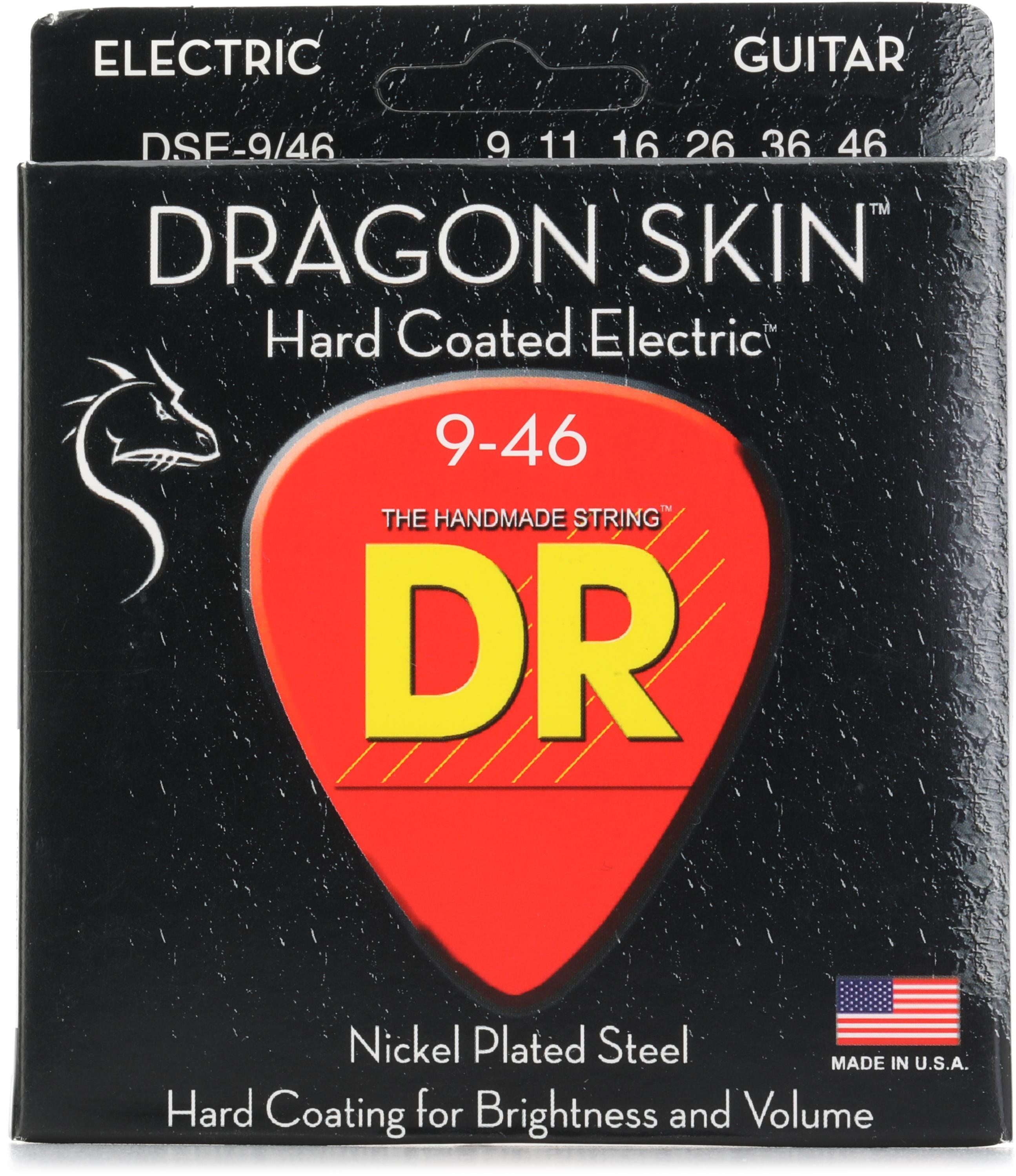 Bundled Item: DR Strings DSE-9/46 Dragon Skin K3 Coated Electric Guitar Strings - .009-.046 Light & Heavy