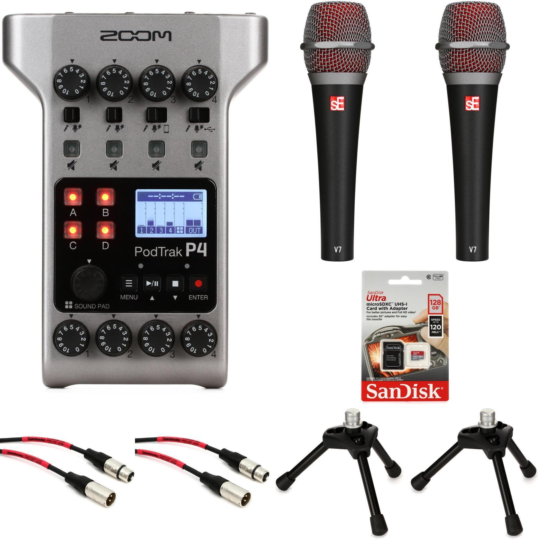 Zoom PodTrak P4 4-input Ultimate Recorder Portable Interview