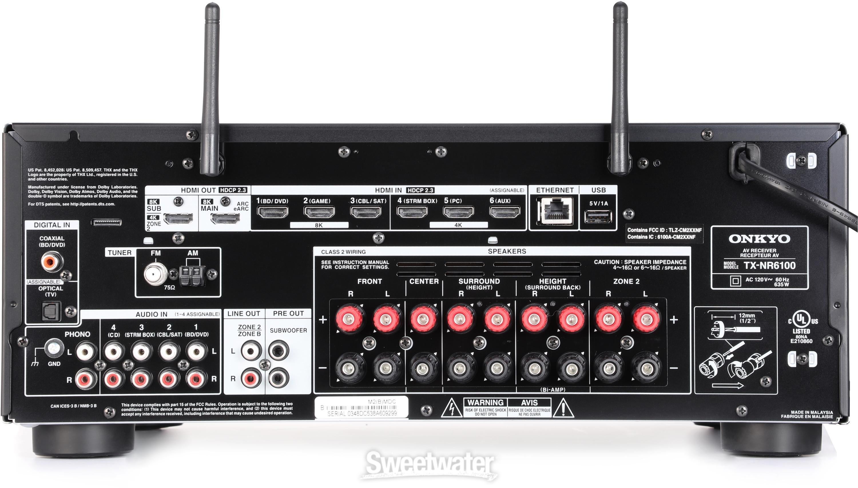 Onkyo TX-NR6100 100-watt 7.2-channel A/V Receiver | Sweetwater