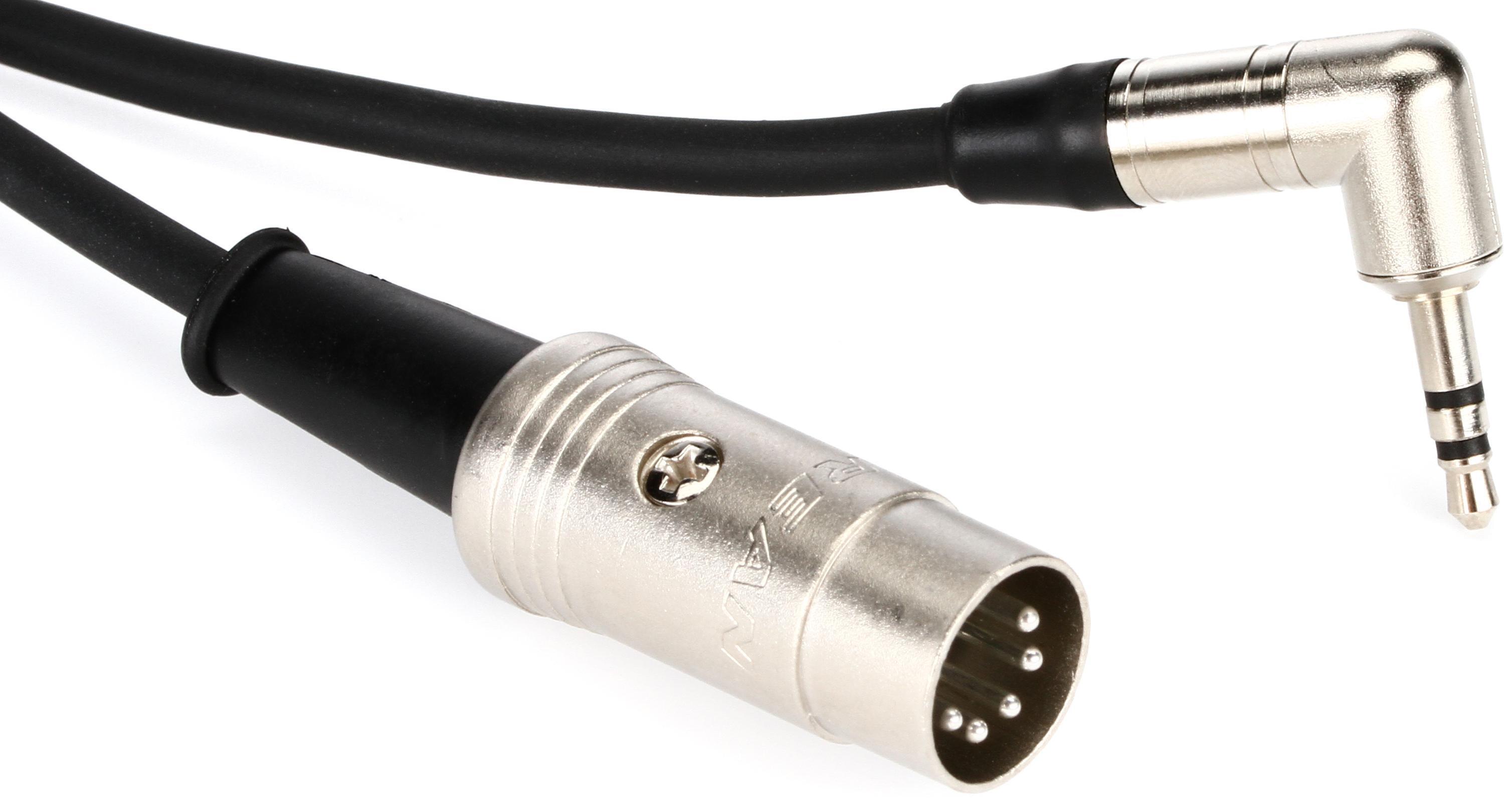 Photo of Pro Co BEM35L-2 - Type A 3.5mm Male TRS Angled to Male 5-pin DIN MIDI Cable - 2 foot