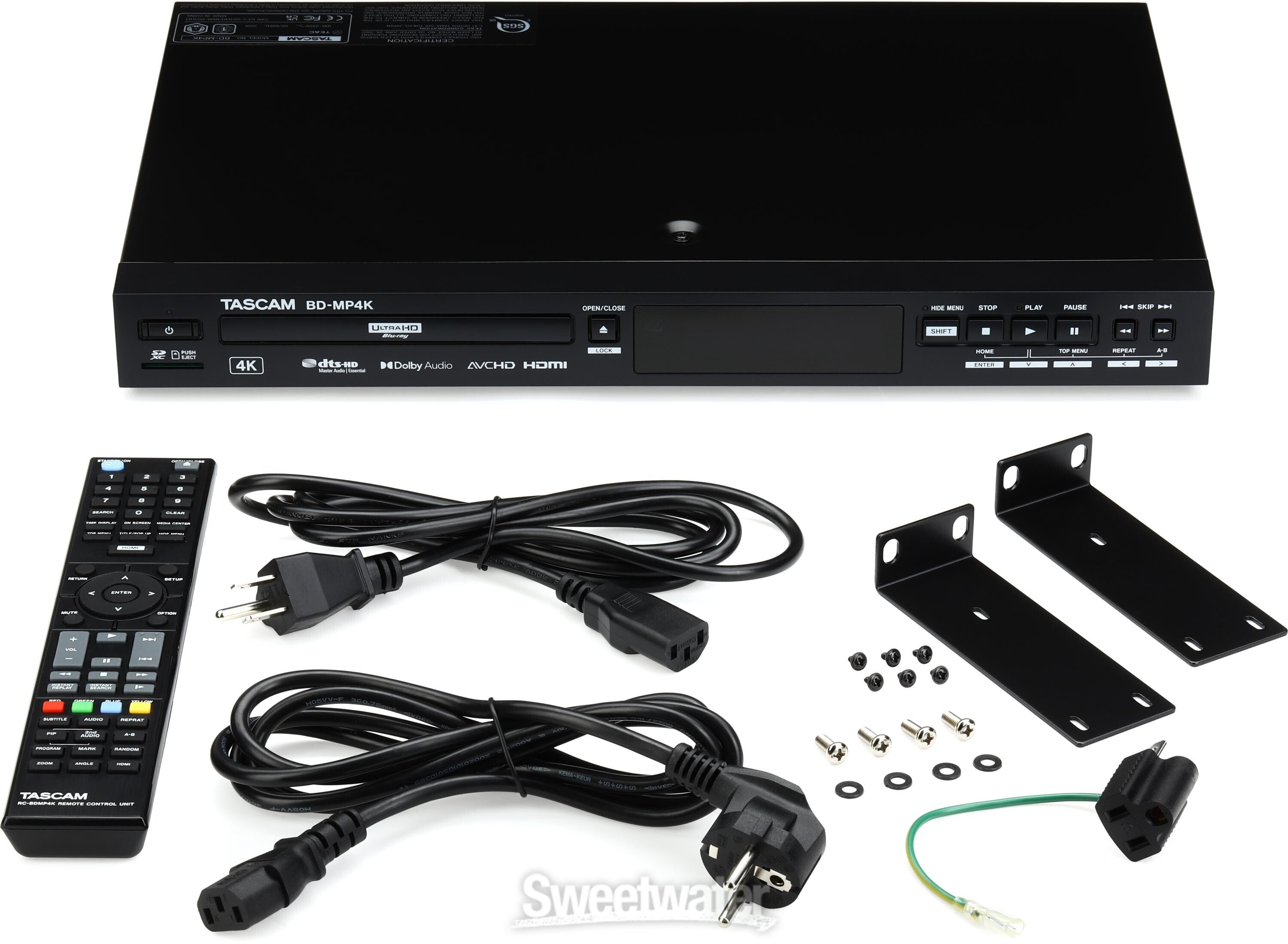 TASCAM BD-MP4K Professional Rackmount 4K UHD Blu-ray Player 