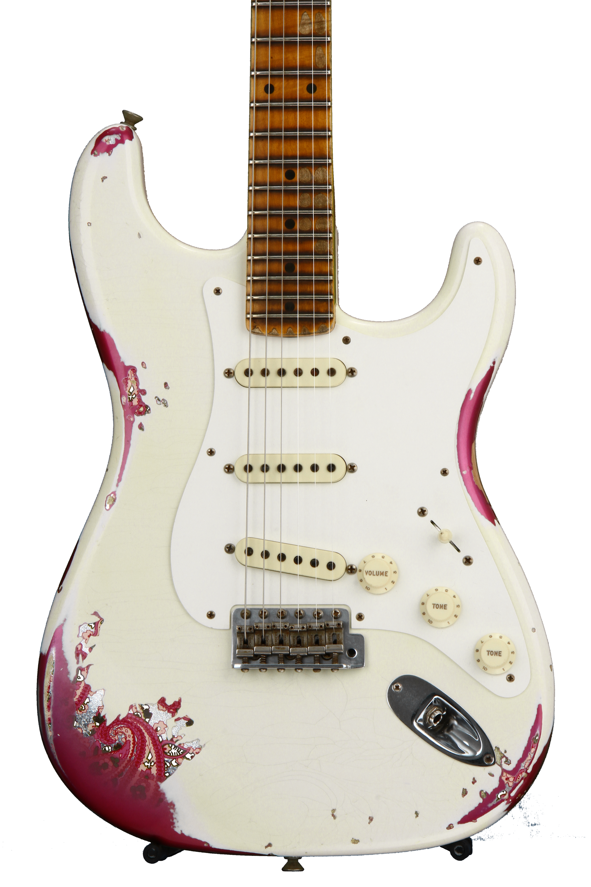 Fender Custom Shop 1957 Heavy Relic Stratocaster - Olympic White over Pink  Paisley